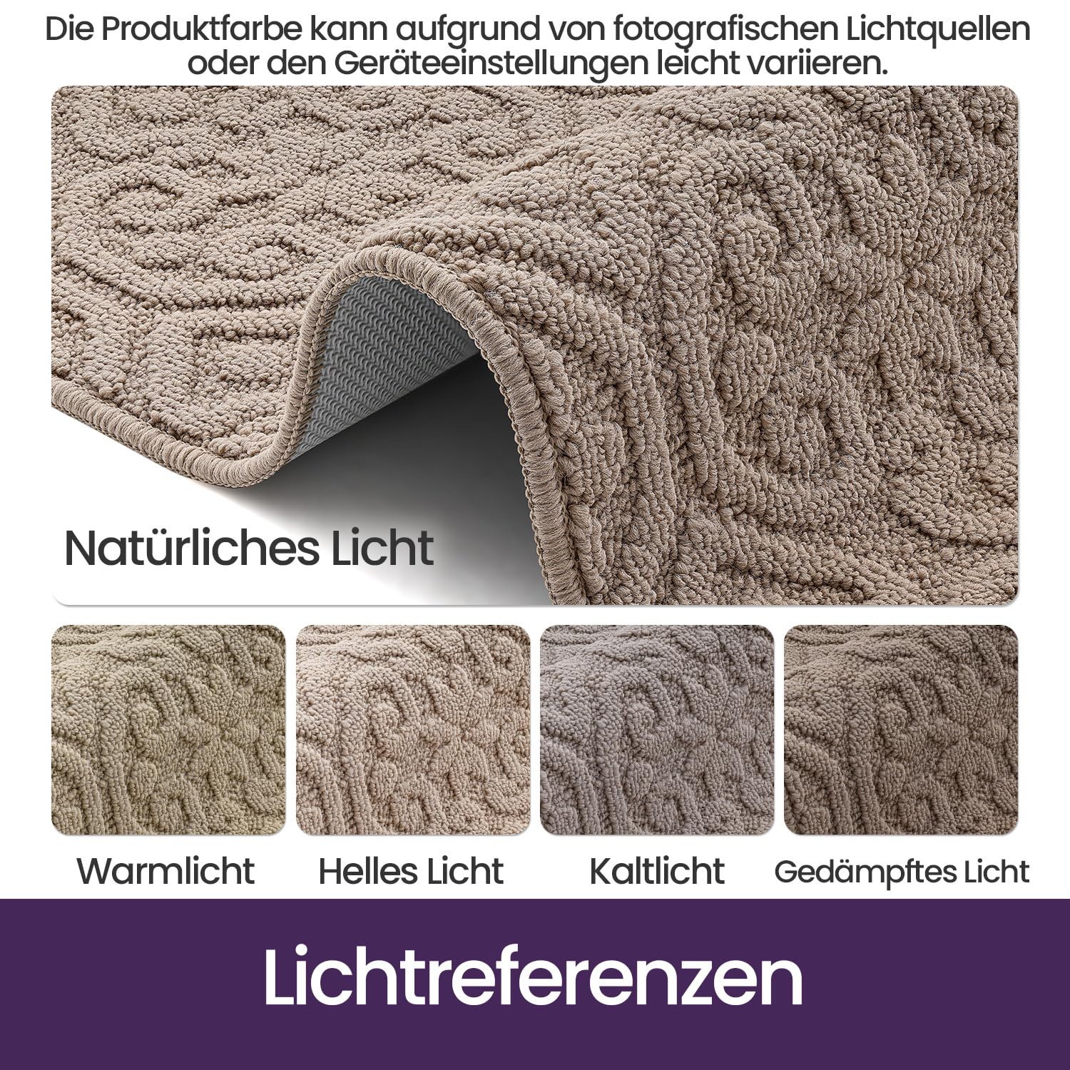 DEXI Schmutzfangmatte 90 x 150cm, rutschfest Fußmatte Innen, waschbarer Fussmatte, absorbierend Türmatte für Eingang, Haustür, Patio, Flur, Beige