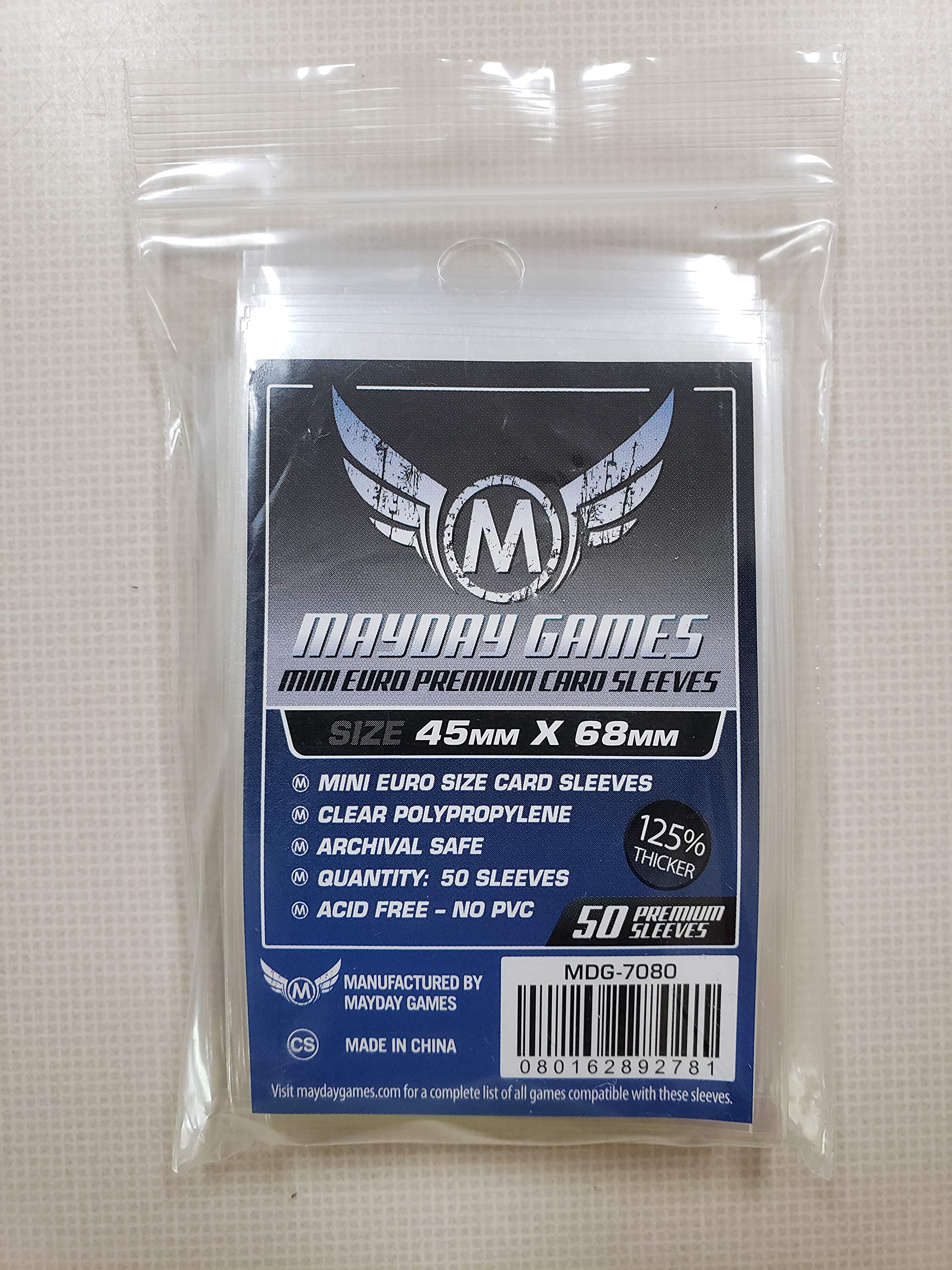 Amazon.com: Mayday Games 45 x 68 mm SLEEVES Mini Euro Premium Card Game by  Mayday Games
