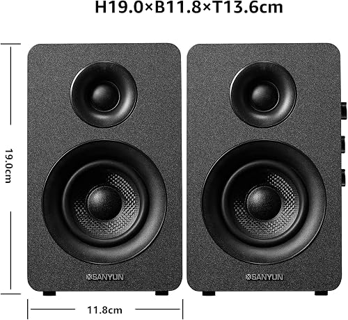 Sanyun SW208 Casse da Scaffale Attive Bluetooth 5.0 3”, DAC 24 bit - 2