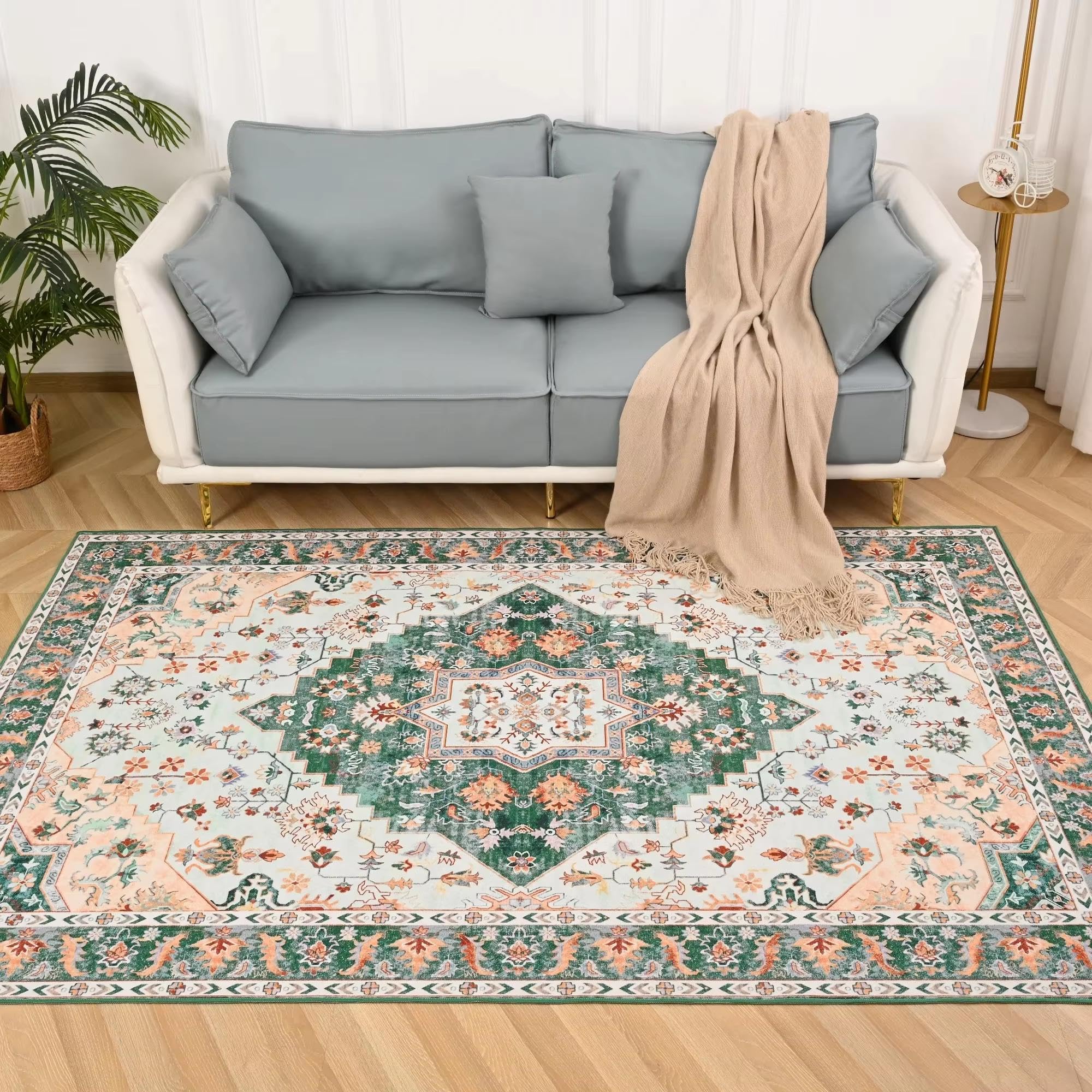 Tapis de salon rétro d'inspiration nordique, tissage lavable 90x180cm