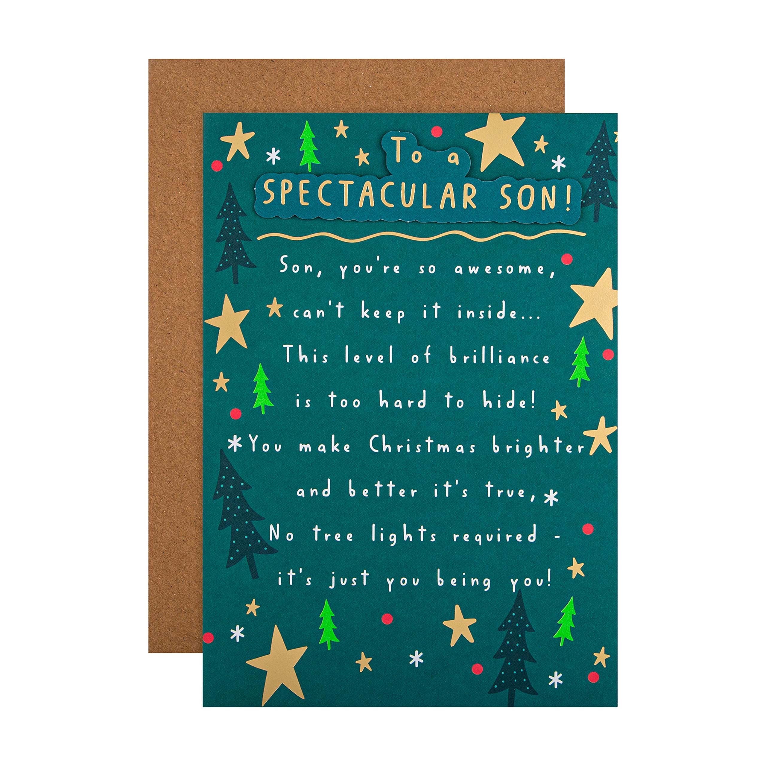 Hallmark Christmas Card for Son - Contemporary Text-Based Design with Heartfelt Verse