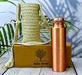Bottiglia di rame 7 Chakra 100% rame puro e borsa da trasporto/bottiglia d'acqua/1000ml/meditazione/palestra/yoga dall'India( Matt finishing) - 1