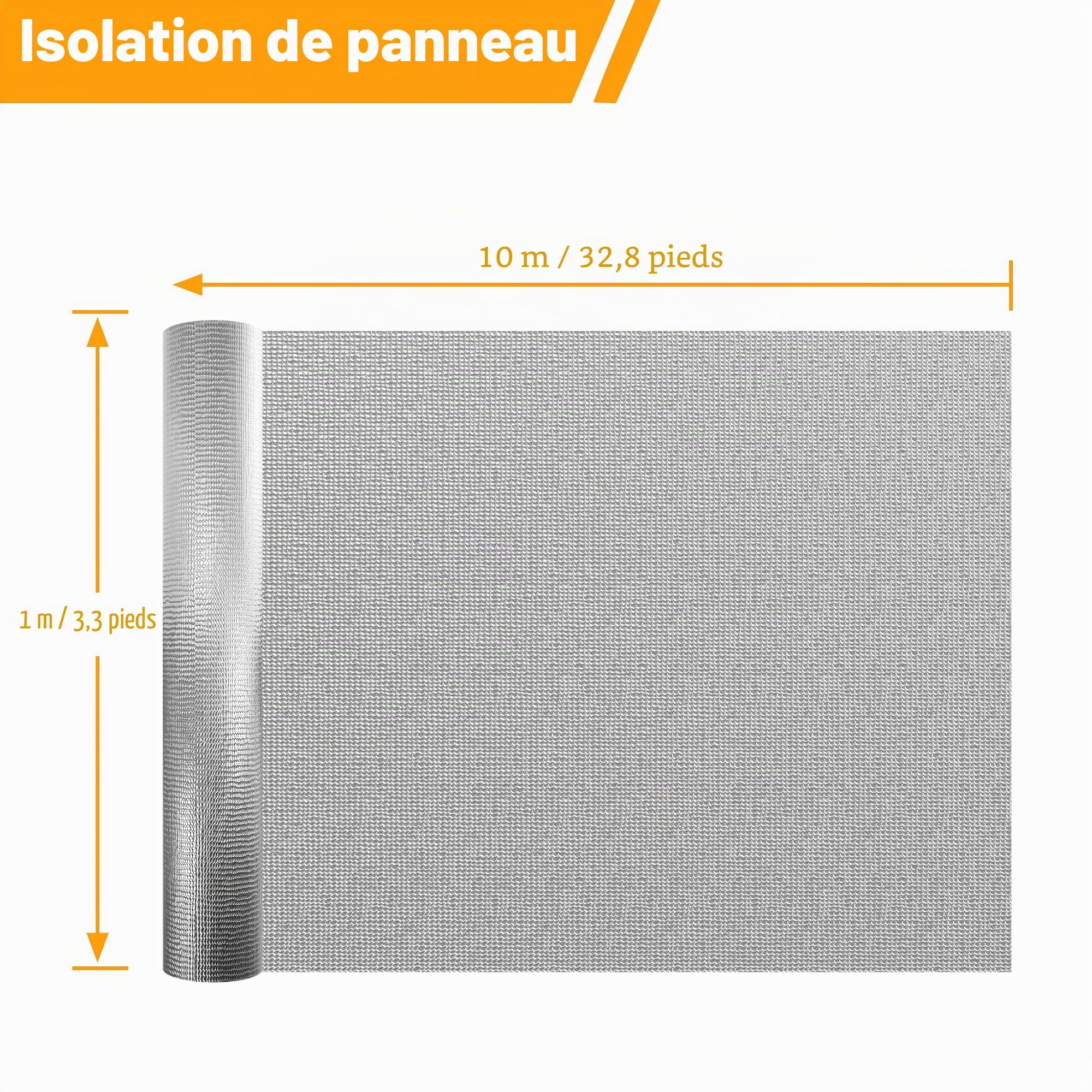 NAIZY Film Isolant Thermique 1m x 10m Pour Toit, Double Couche D'aluminium Avec Bulles D'air, Laine D'isolation, Protection Contre Le Froid Pour Fenêtres