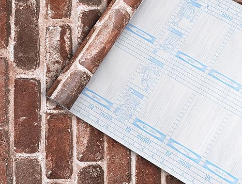 Miniatura 6 de Akywall Papel tapiz rústico de ladrillo rojo extraíble de 236 pulgadas, piedra texturizada vintage, papel de contacto autoadhesivo, aspecto de