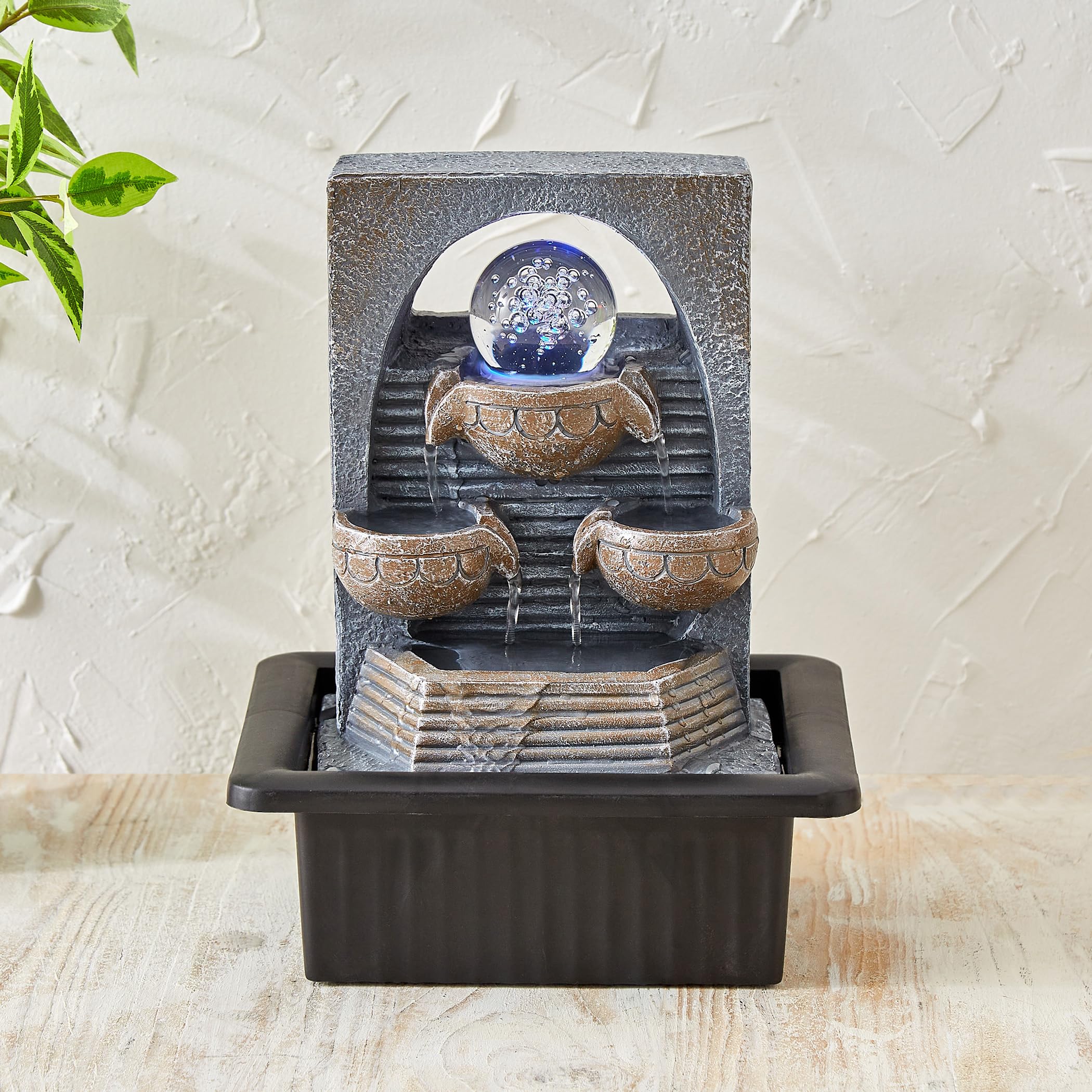 Home Centre Corsica Alpine Polyresin Diya Water Fountain - 20x17x27cm-picture-14