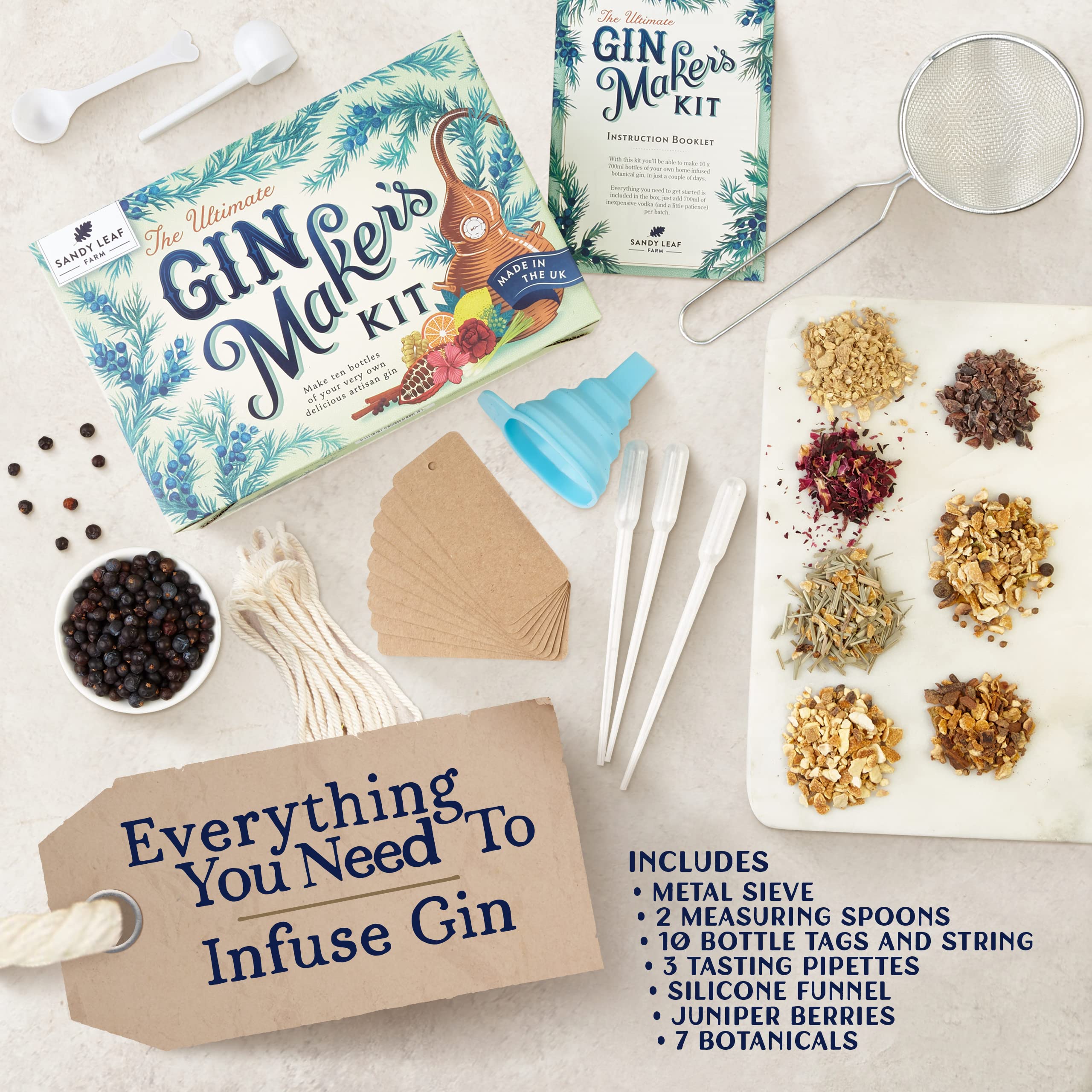Sandy Leaf Farm Gin Making Kit 10 Bottles of DIY Artisan Gin