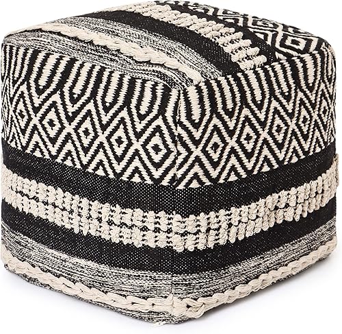 Miniatura 11 de REDEARTH · Puf acolchado otomano con relleno texturizado, cubo de almacenamiento, puf de asa, reposapiés para sala de estar, dormitorio, guardería,