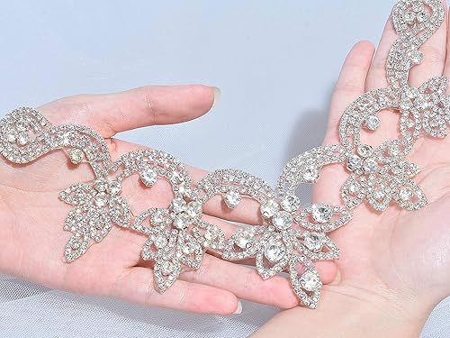 Miniatura 6 de Apliques de diamantes de imitación brillantes colgantes de cristal dulce corazón apliques para vestidos de novia decoración de cinturón nupcial