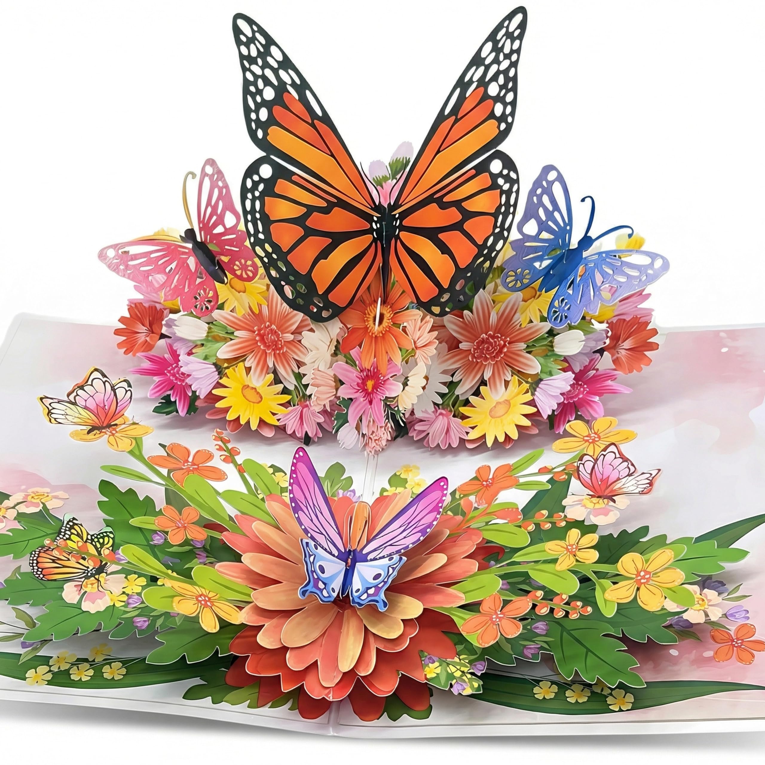 Biglietto Pop-up Ortensia E Farfalle | Biglietto Di Compleanno 3D
