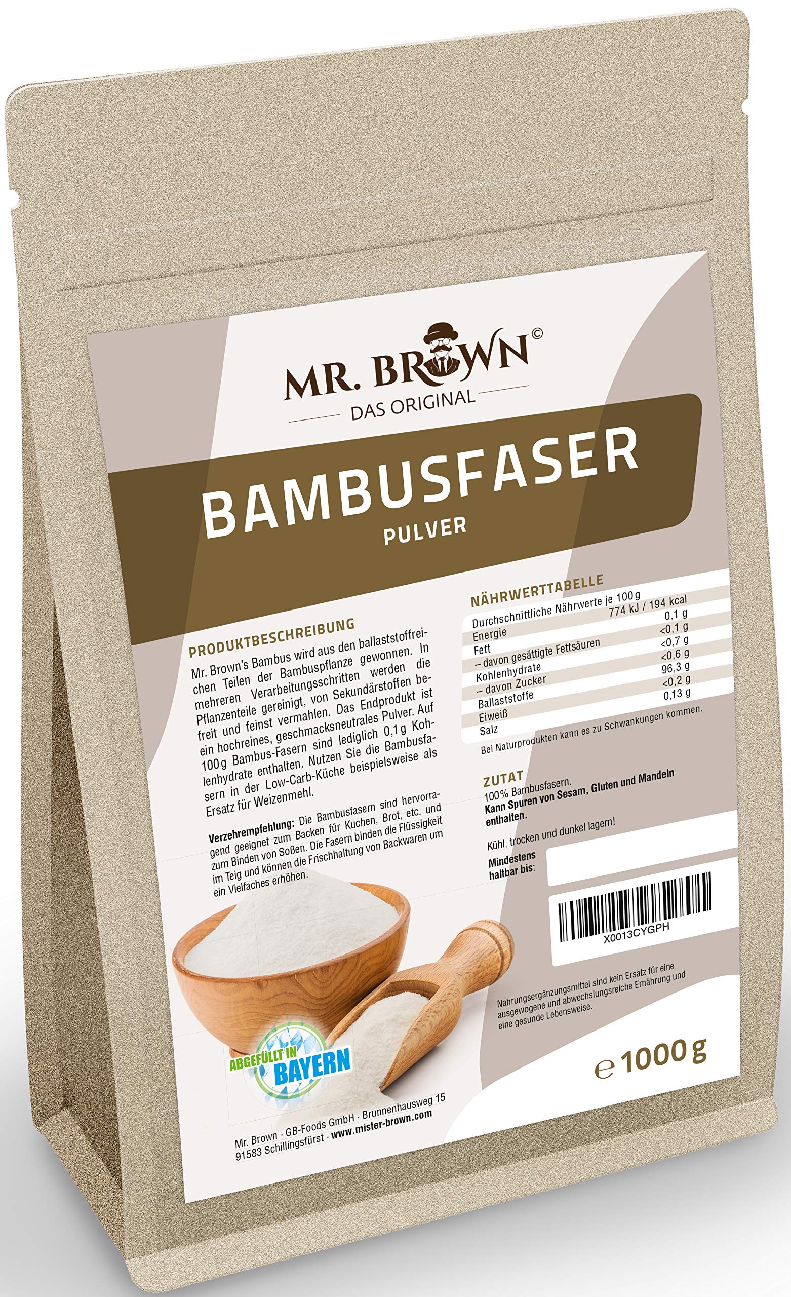 1kg Bambusfaserpulver, Bambusmehl, Bambuspulver, Bambus Mehl, Superfood,  wiederverschliebaren Beutel, Backen fr Low Carb-Kche : Amazon.de:  Lebensmittel & Getrnke
