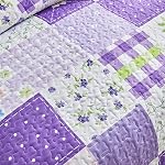 Patchwork Quilt Set Twin Size 2 Pieces Purple White Floral Pink Plaid Reversible American Country Bedspread Coverlet Set for All SeasonSummer Soft Colorful Flowers Botanical Microfiber Bedding Set