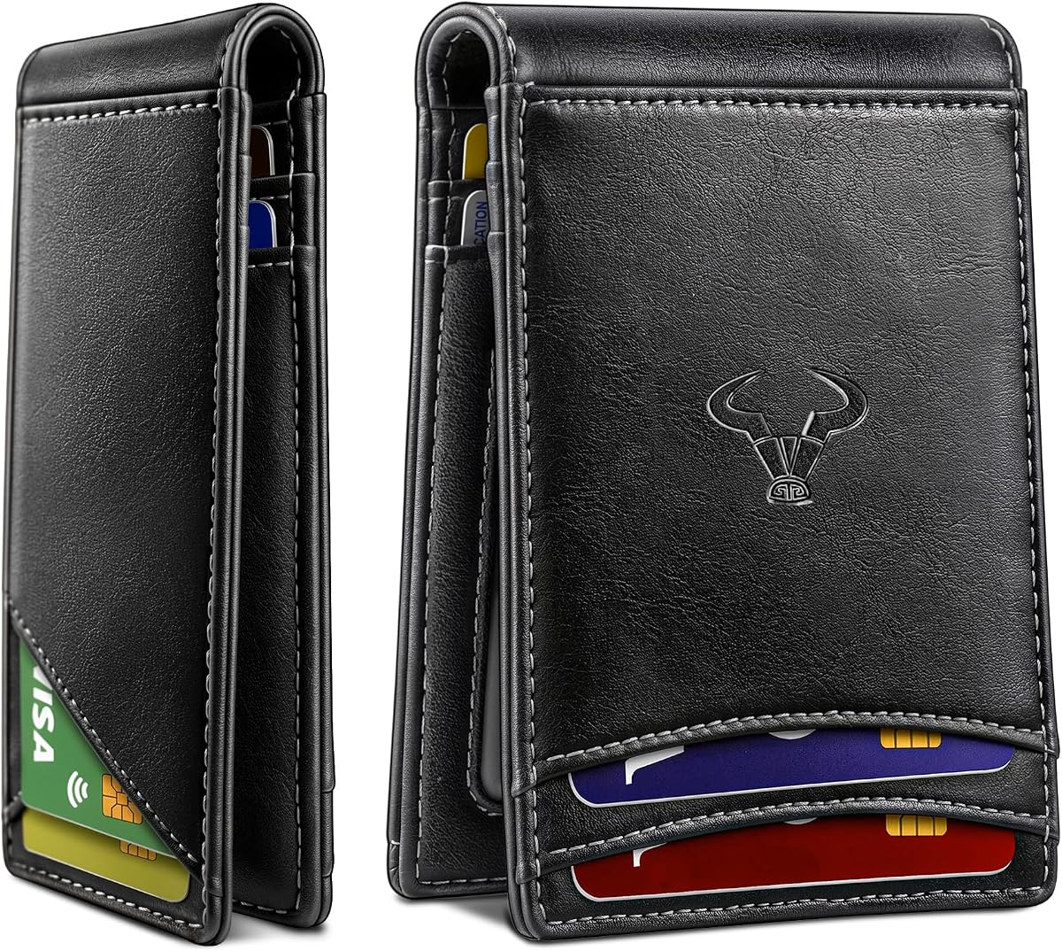 Slim Magnetic Leather Pocket Wallet Bill Holder 10Cards For Men