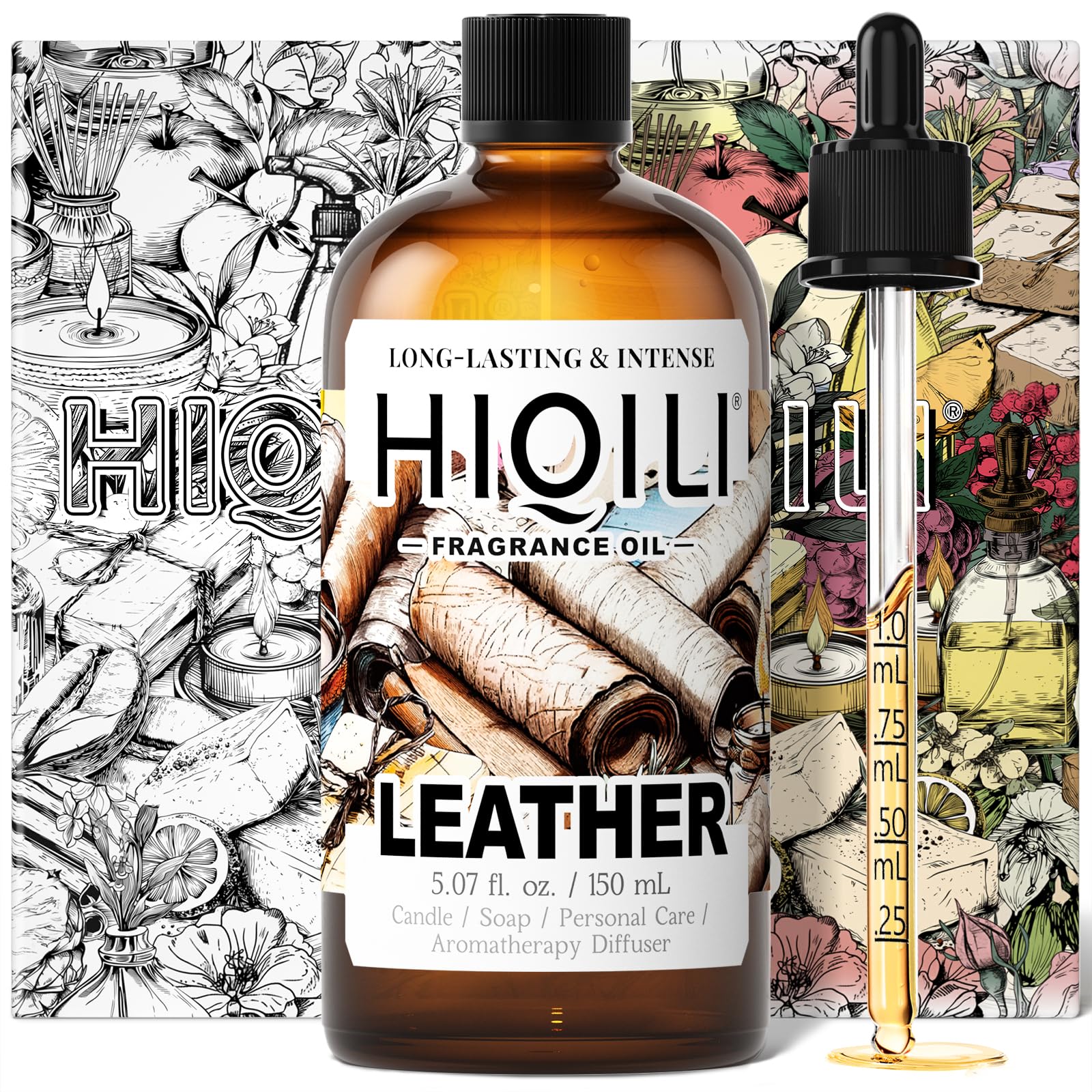HIQILI Leather Fragrance Oil, Men's Scent for Car Air Freshener - 150ML