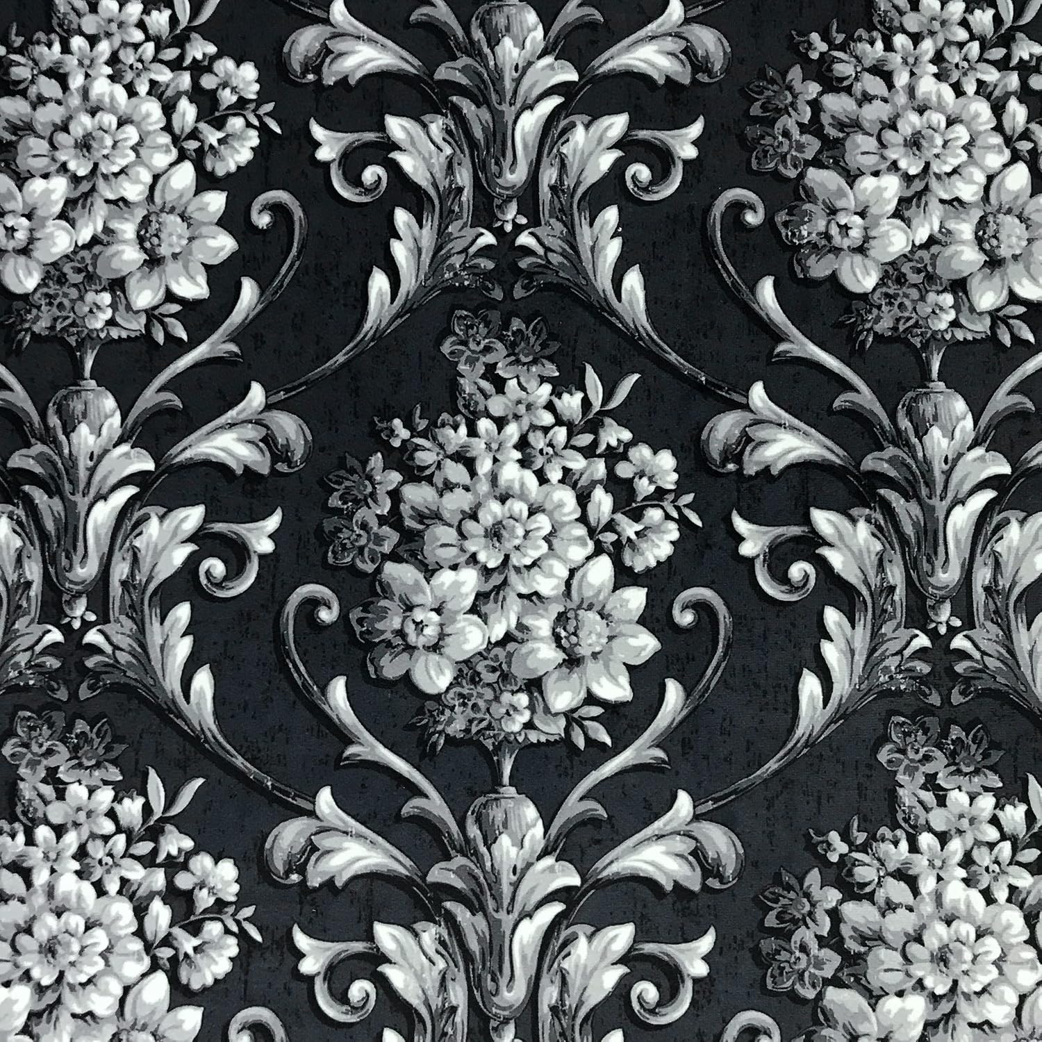 Soft Velvet Damask Design Digitally Printed Fabric Upholstery Window Treatment Cushion Dining Chair Cover Craft Renaissance Rococo Victorian 54" Width by Yard (Mineral Alloy Gray)