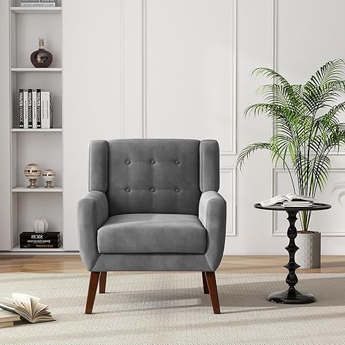 Miniatura 57 de UIXE Silla de Acento Floral, Sillón Moderno Tapizado en Tela para Sala de Estar, Cómodas Sillas de Club con Brazos Sofá Individual con Botones