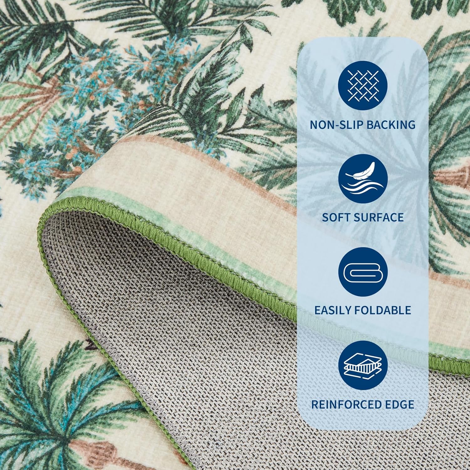 Jungle Kitchen Rug 2x6, Washable Soft Non Slip Hallway Runners Animal Print Forest Stain Resistant Throw Carpet for Entryway Bedside Laundry Bathroom, Beige