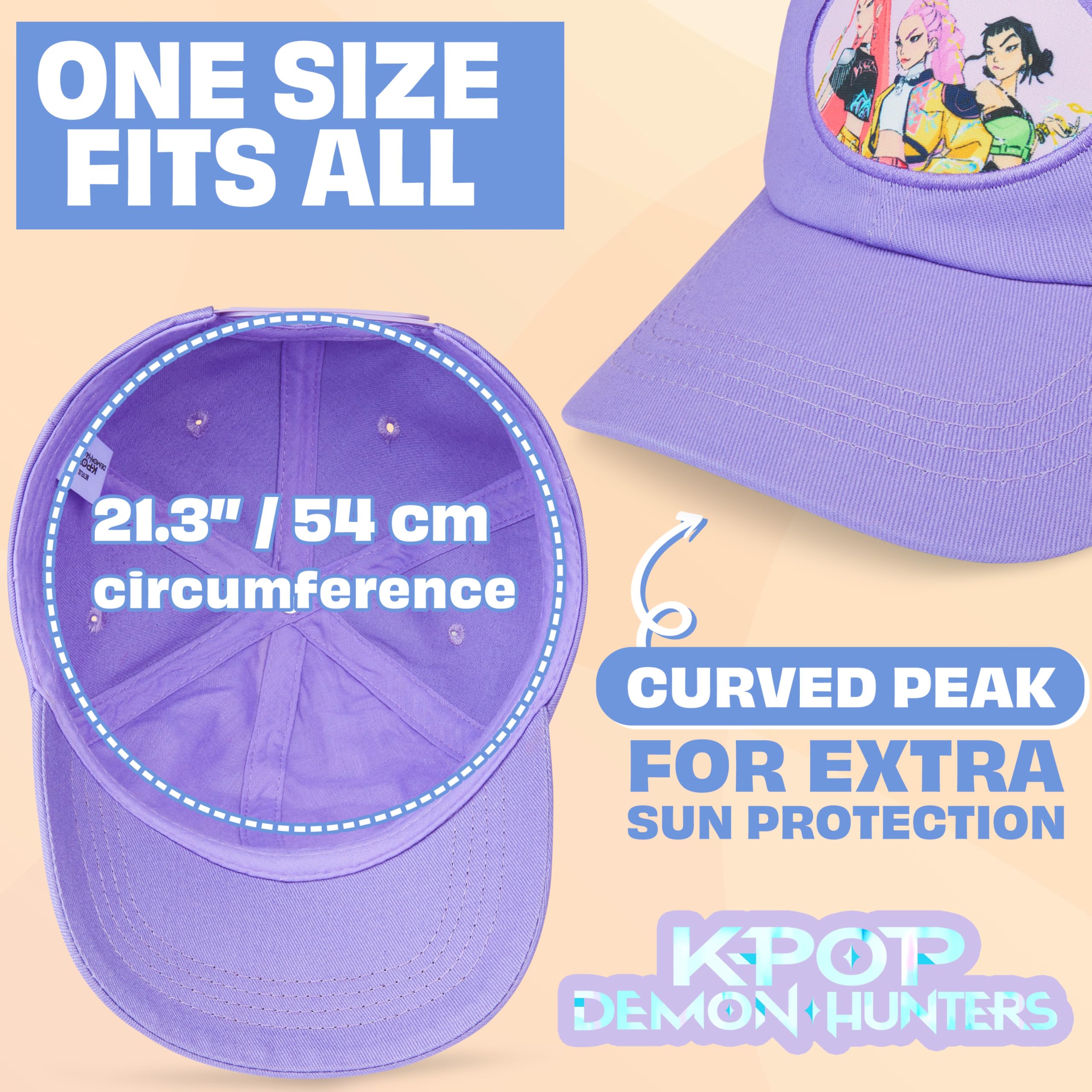Get Trend Huntrix KPOP Demon Hunters Gorra Niña 6-14 Años, 100% Algodón, Transpirable, Gorra Beisbol Ajustable para Verano Playa Vacaciones
