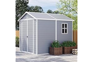 Patiowell 6 x 8 FT Plastic Outdoor Storage Shed with Floor -...