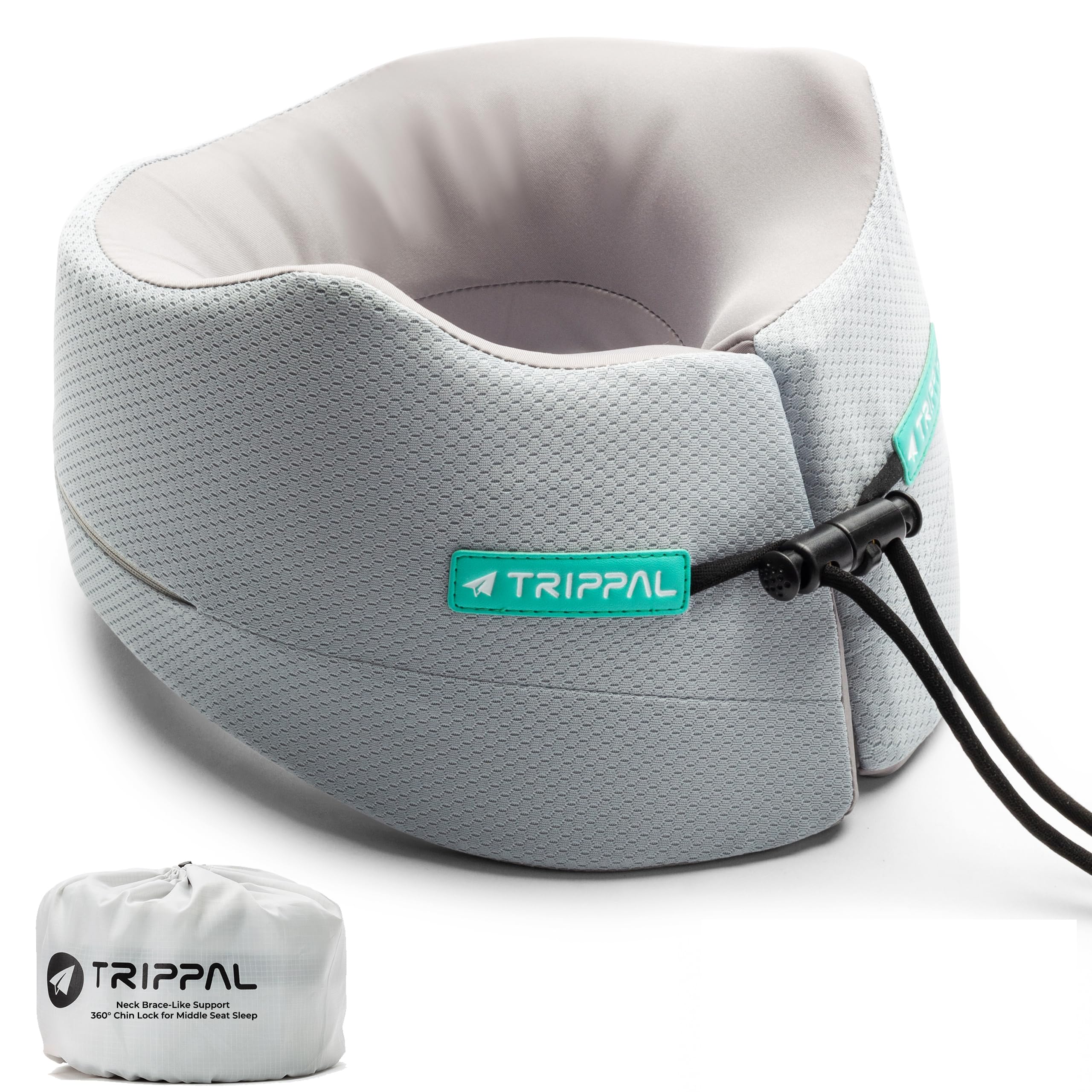 Photo 1 of TripPal Travel Neck Pillow for Airplane: Neck Brace-Like Support 360° Chin Lock for Middle Seat Sleep - Zero Head Slumping into Strangers - 8-Hour Upright Sleeping Without Neck Pain