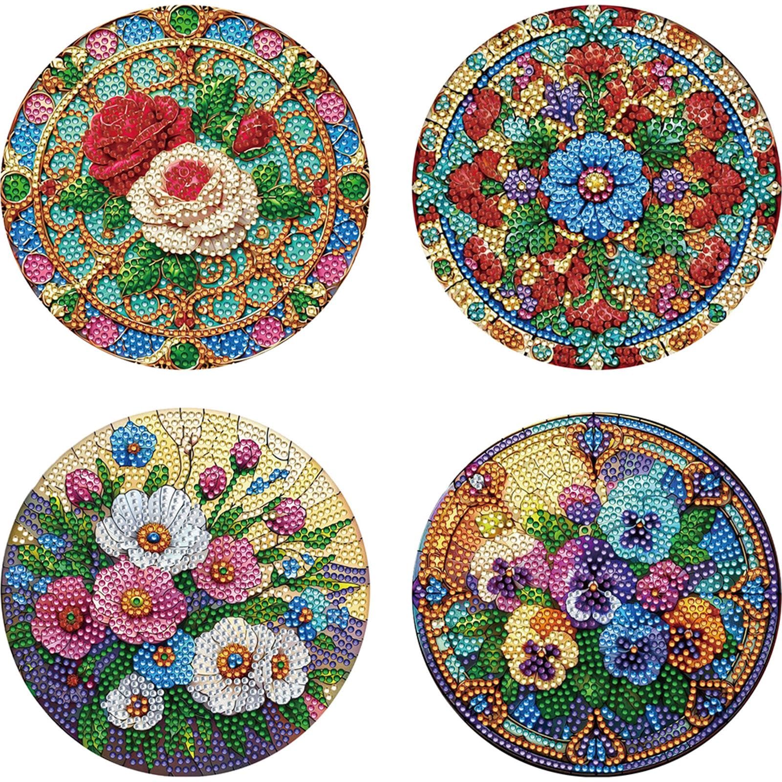 POETRYDRAW DIY Diamond Dot Kits Flowers Placemats Projects for Beginner