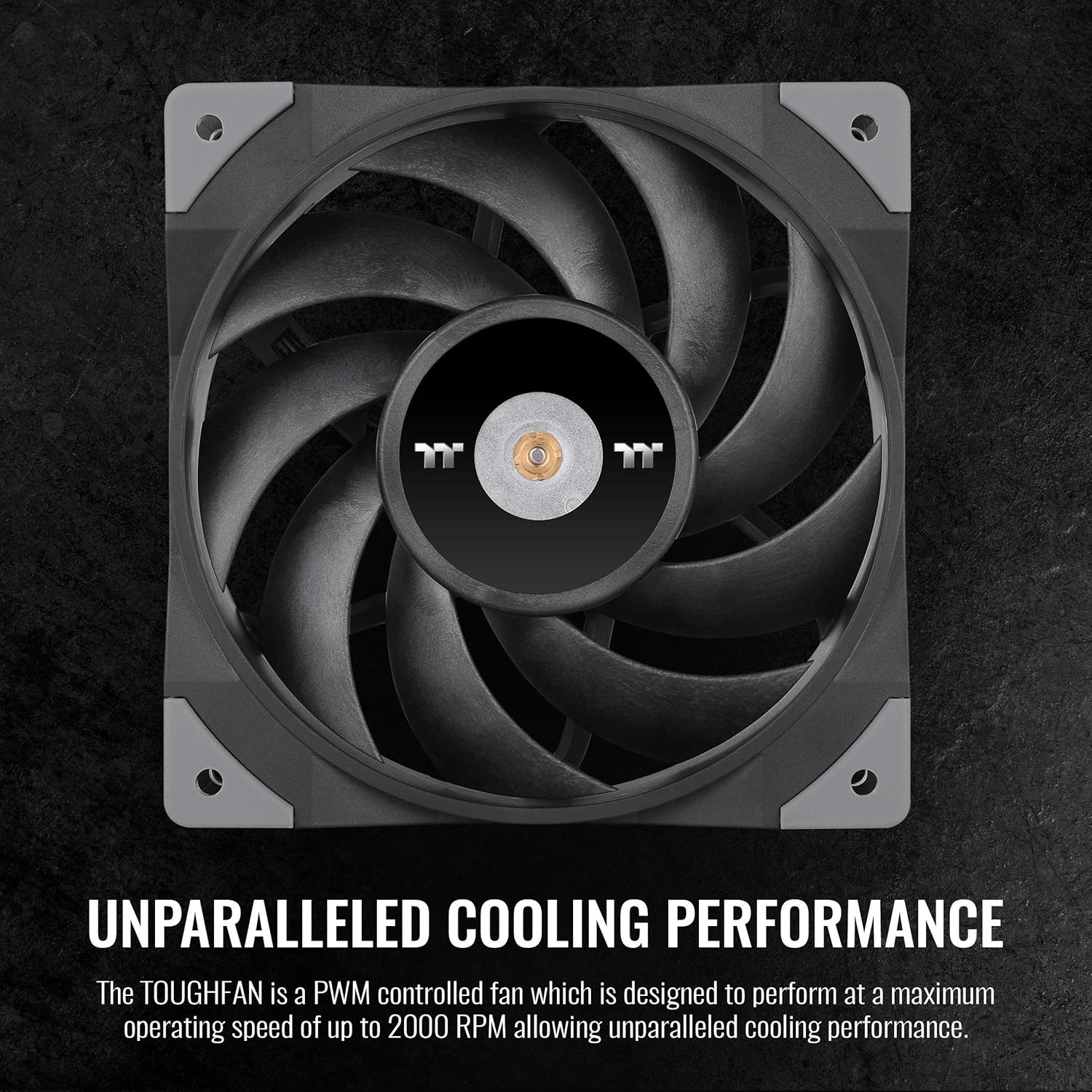 Thermaltake ToughFan 12 High Static Pressure 2000 PWM, Metal-Reinforced Motor Hub, Gen.2 Hydraulic Bearing 120mm Case/Radiator Fan (2 Pack) CL-F082-PL12BL-A Black : Everything Else