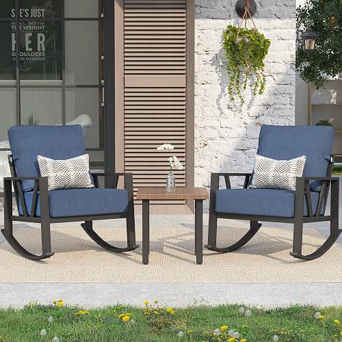 Outdoor Patio Rocking Chairs Set of 2, 3 Pieces Patio