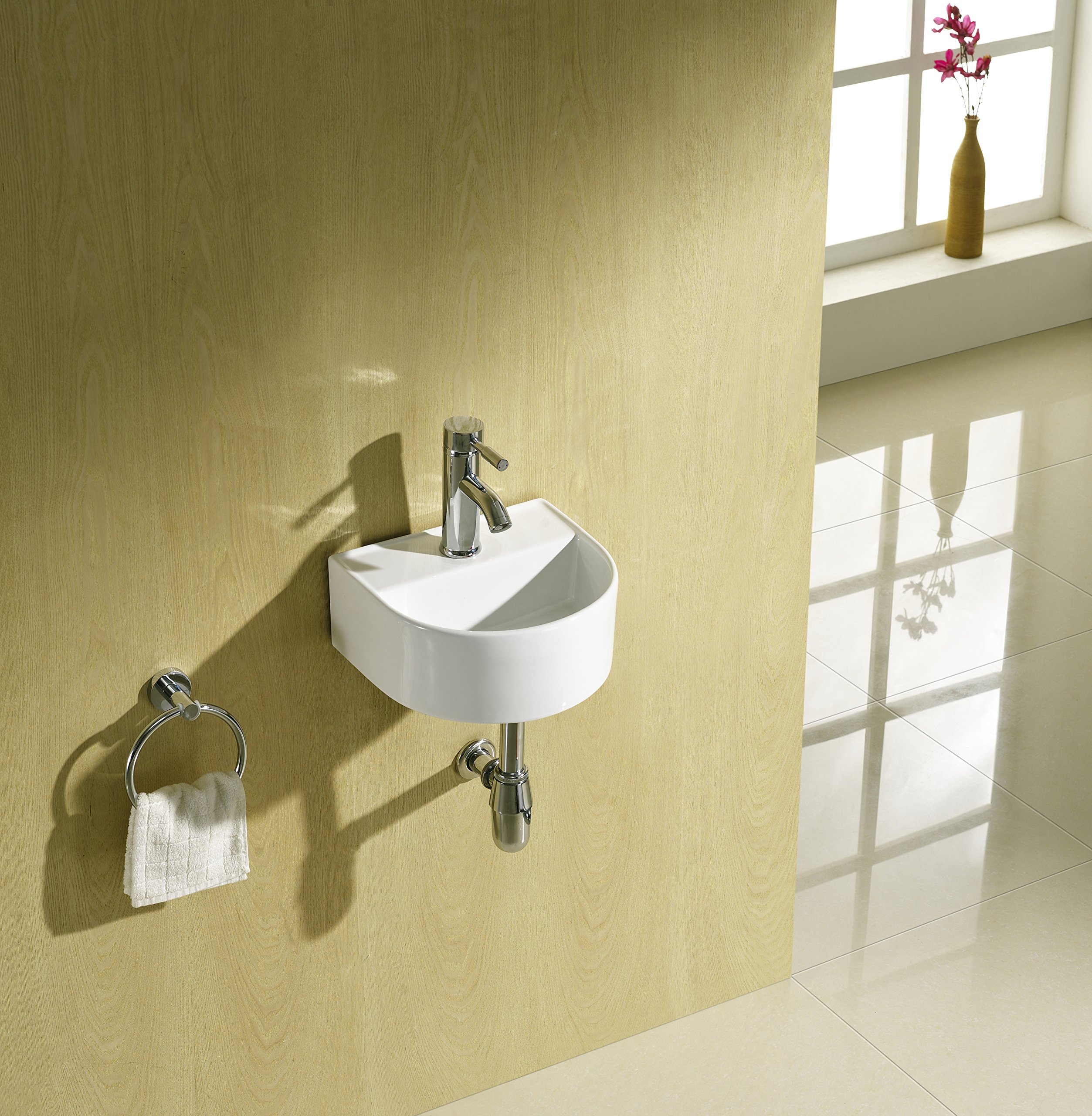 Emporia Small Compact Round D Shaped Cloakroom Basin Bathroom Sink Wall Hung 320 X 285