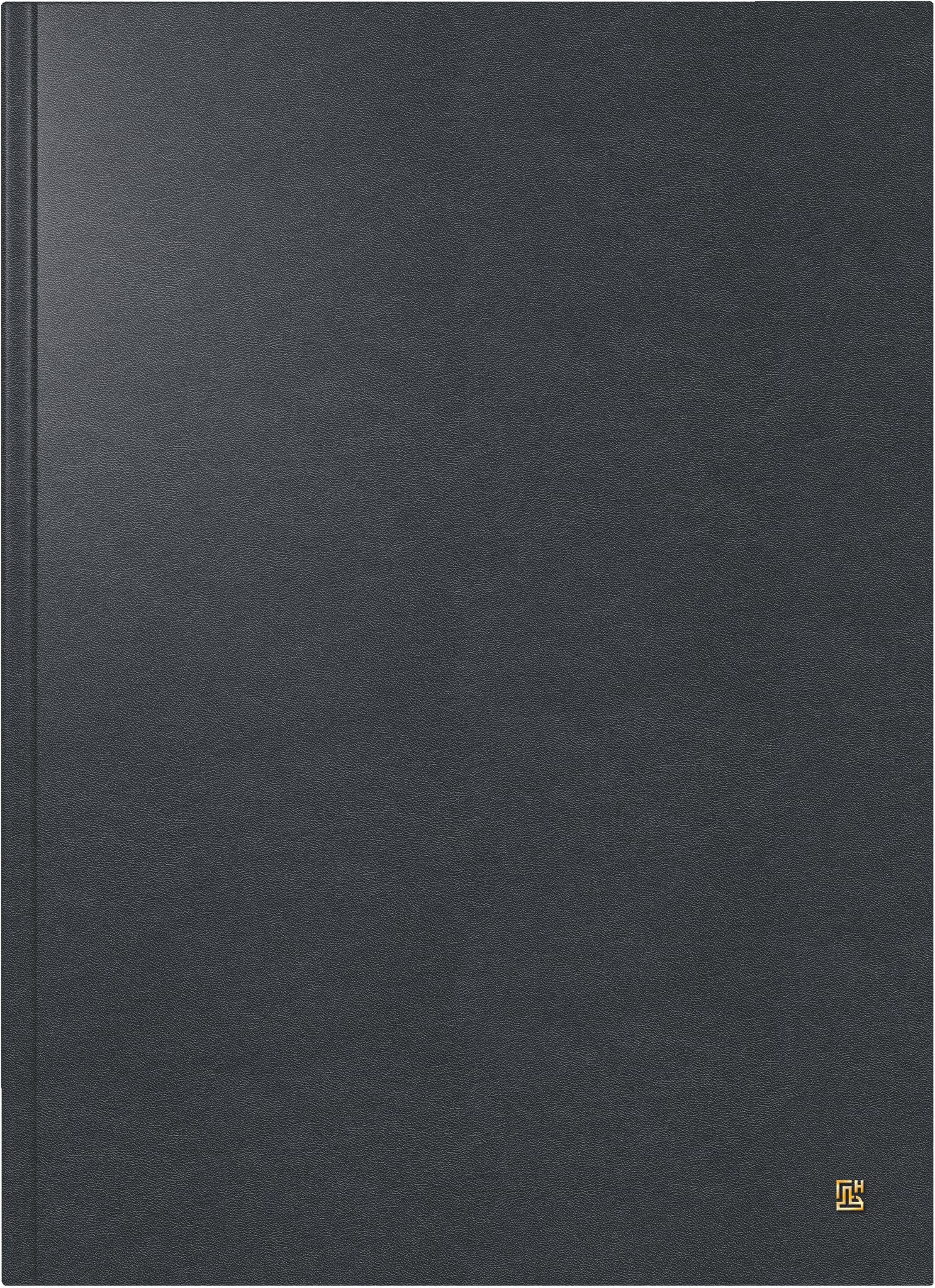 BRUNNEN Book calendar model 787 (2025), 1 page = 1 day, A4, 416 pages, leather cover, cowhide nappa, black