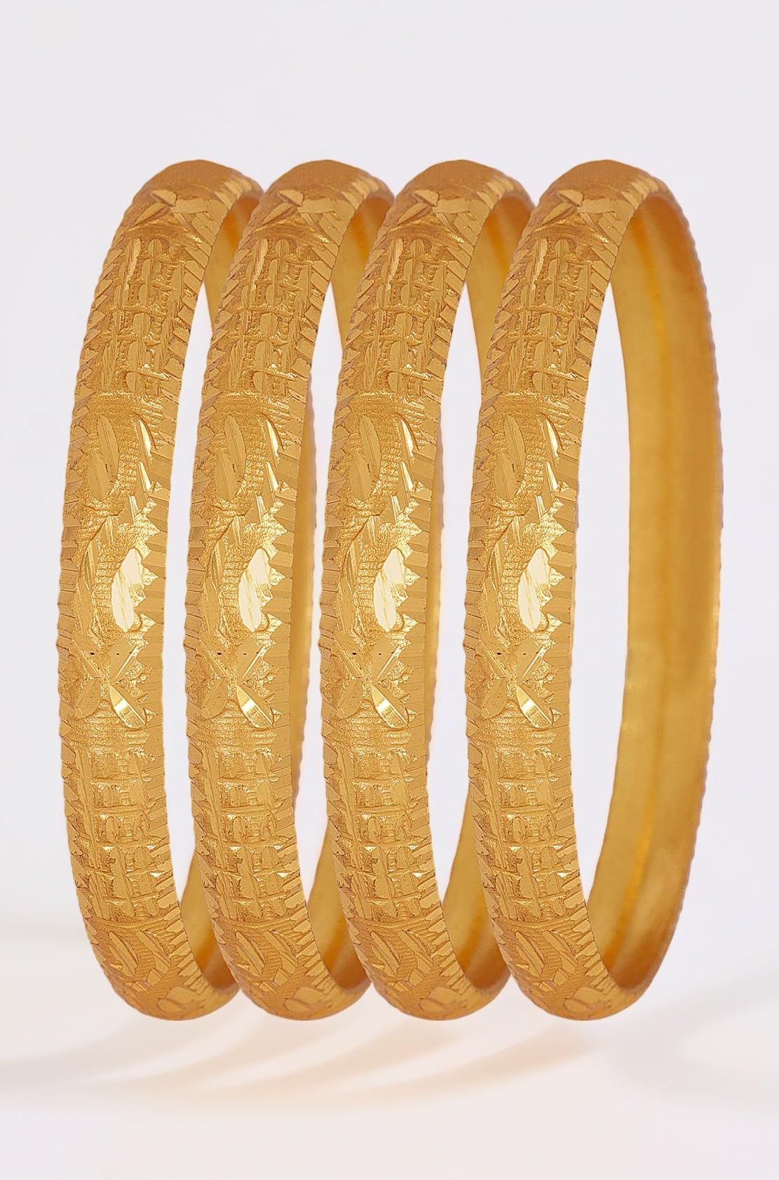 Shining Diva Fashion Set of 4 Latest One Gram Gold Plated Traditional Bangles for Women and Girls