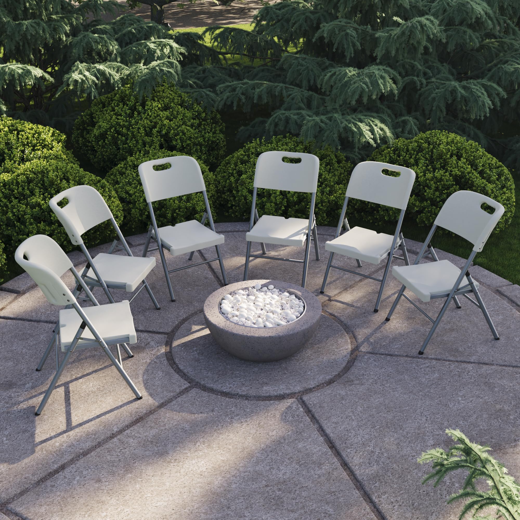 Home Vida Heavy Duty Folding Chairs With Metal Frame For Indoor & Outdoor Use, White (6-Pack)