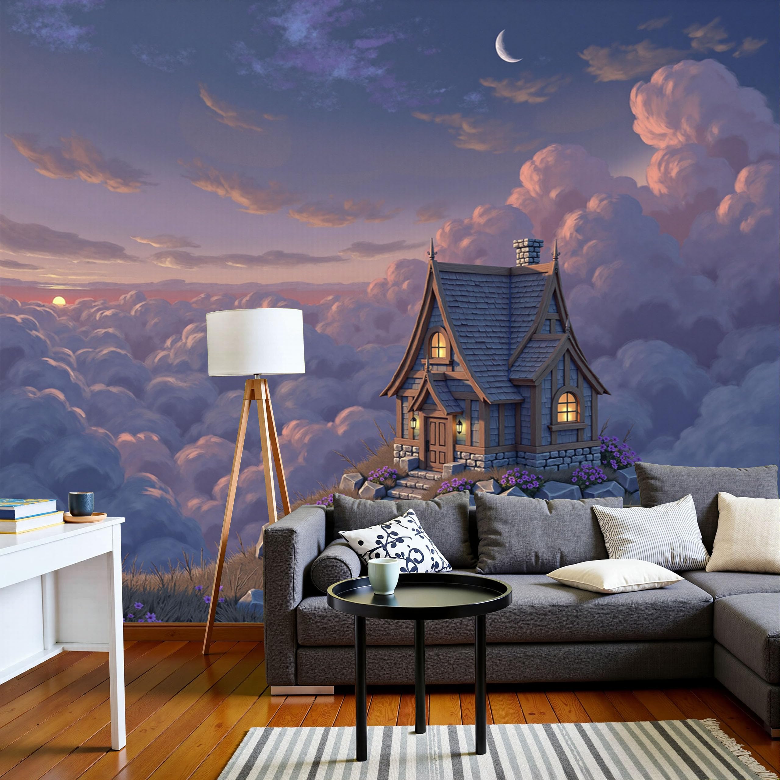 Papier peint mer de nuages pour créer un salon moderne et relaxant