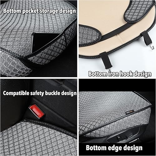 Miniatura 9 de XZPILINA Bottom Car Seat CoverBreathable Car Seat ProtectorDriver Front Seat CushionAnti-Skid Four Seasons GeneralBlack2PCS