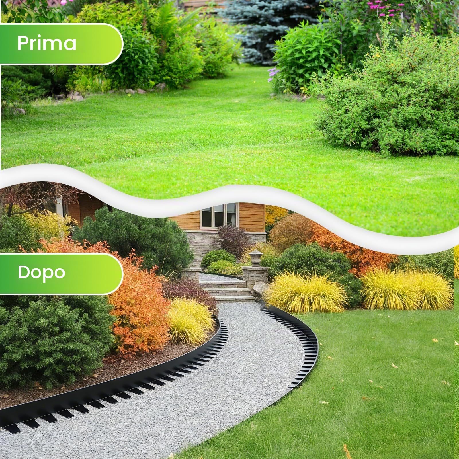 5 Pezzi 1m Acciaio Zincato Corteccia per Giardino, Solido Durevole Bordura per Aiuola, 10cm Altezza Bordo per Aiuole, Bordura per Giardino per Scale Prato Sentiero (Nero)