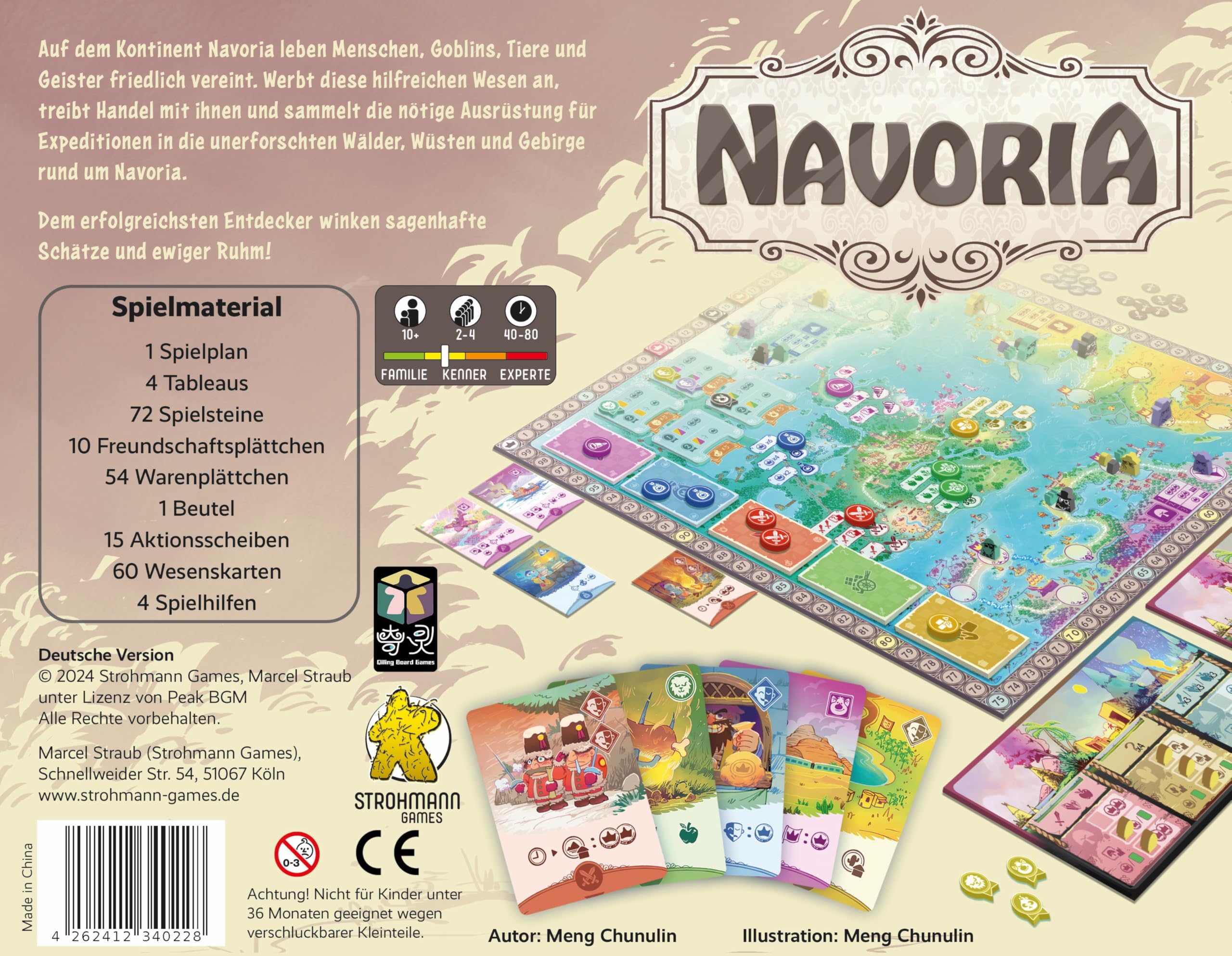 Strohmann Games, Navoria, gioco di base, gioco di intenditori, gioco da tavolo, 2-4 giocatori, dai 10+ anni, 40-80 minuti, tedesco
