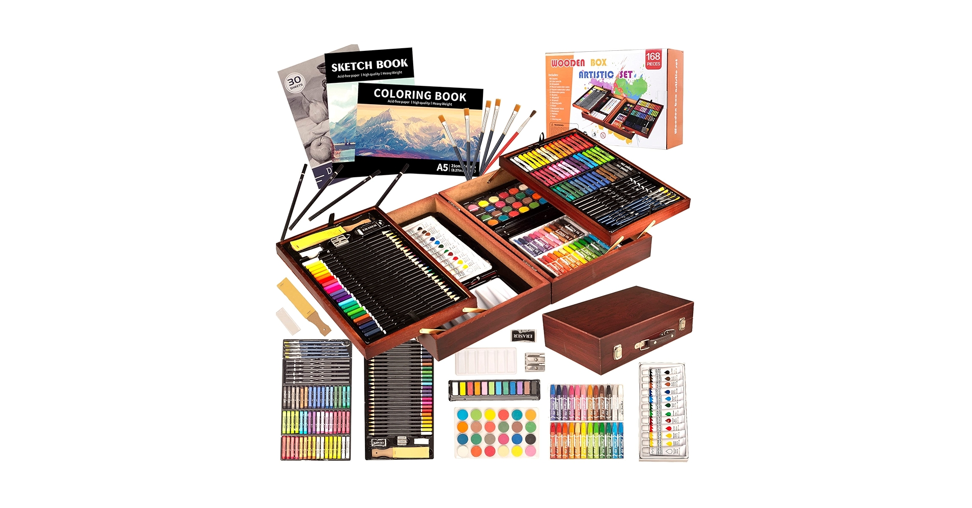 HJB VISSO Art Set 145pcs, Art Supplies Set, Drawing Supplies With Portable Aluminum Case Art Kit, Great Gift Artists Drawing Set For Kids, Teens, Boys, Girls, Beginner And Artists (Bike Girl-Pink