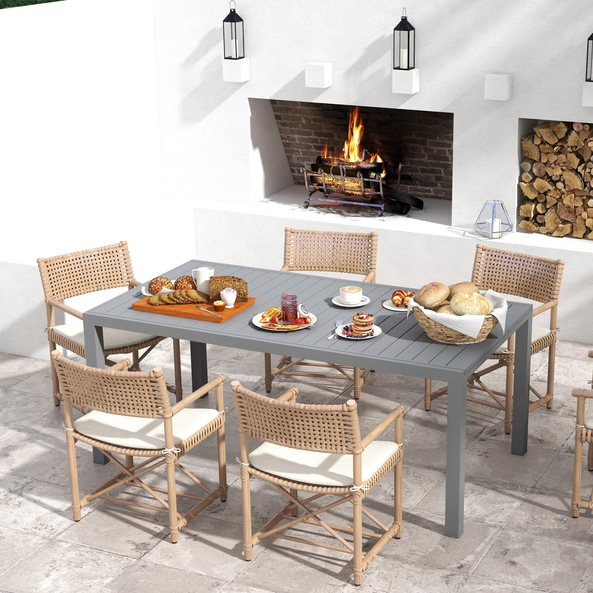 Outsunny Mesa de Jardín Extensible 180/240x94x73 cm Aluminio Gris Oscuro | Mesa de Comedor Exterior Rectangular, para 6-8 Personas, Carga 50 kg, para Balcón