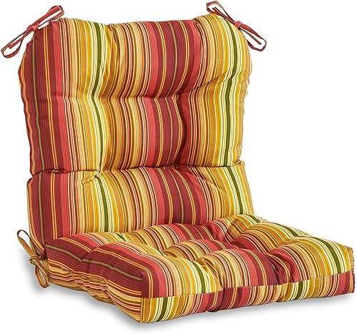 Greendale Home Fashions Cojín para asiento y respaldo de exterior, 38 x 21 pulgadas, 1 unidad (paquete de 1), diseño de rayas canela