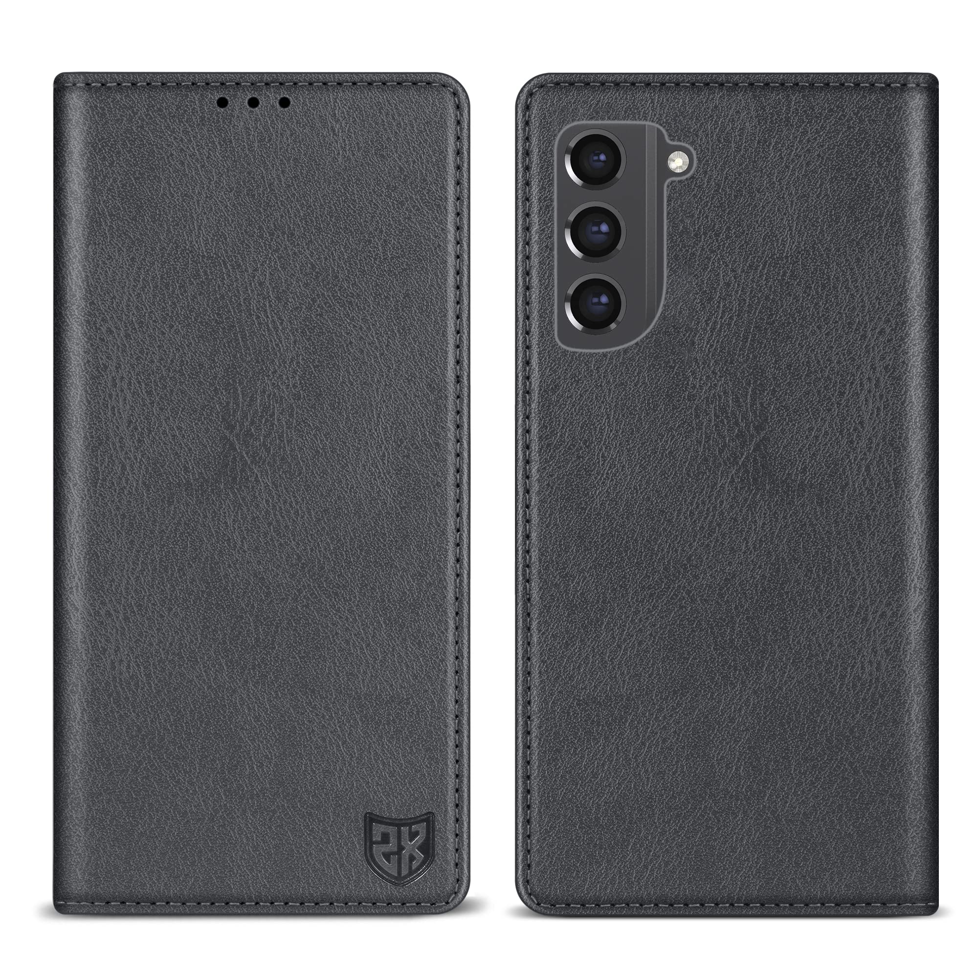 ZZXX Samsung Galaxy S21 FE 5G Wallet Case, Grey-6.4 inch, RFID Blocking, Card Slot, Strong Magnetic Leather Flip Protective Phone Case