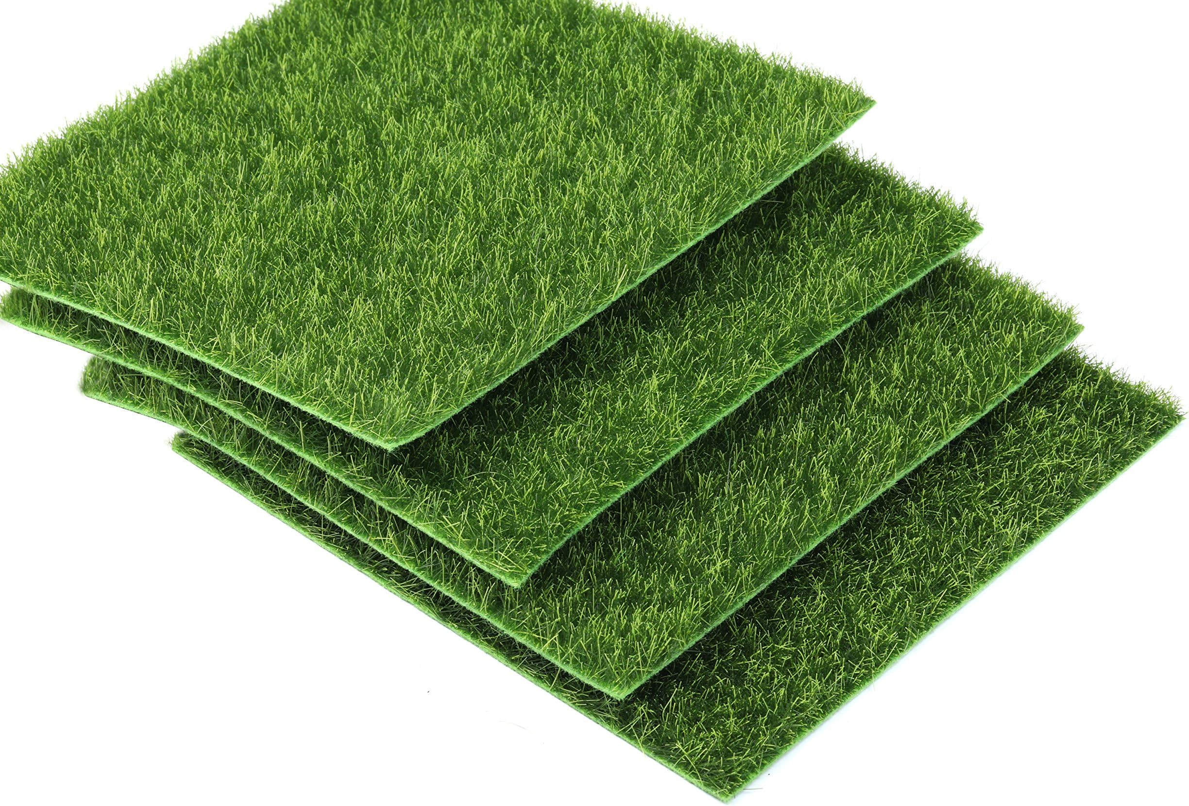 I-MART 6X6 inches Fake Grass for Dollhouse Miniatures Garden, Artificial Grass for Crafts Decoration, Mini House Sum Lawn Ornaments (Pack of 4)