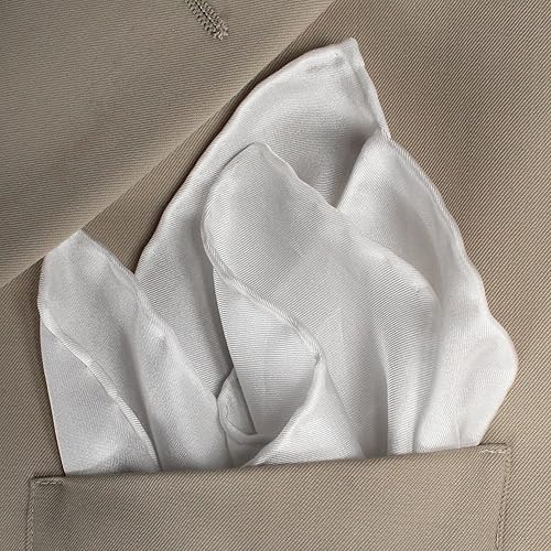 Miniatura 6 de Royal Silk Pañuelo cuadrado de bolsillo de seda blanca enrollado a mano de lujo de 17" cuadrado desde 1978-100% seda, Blanco