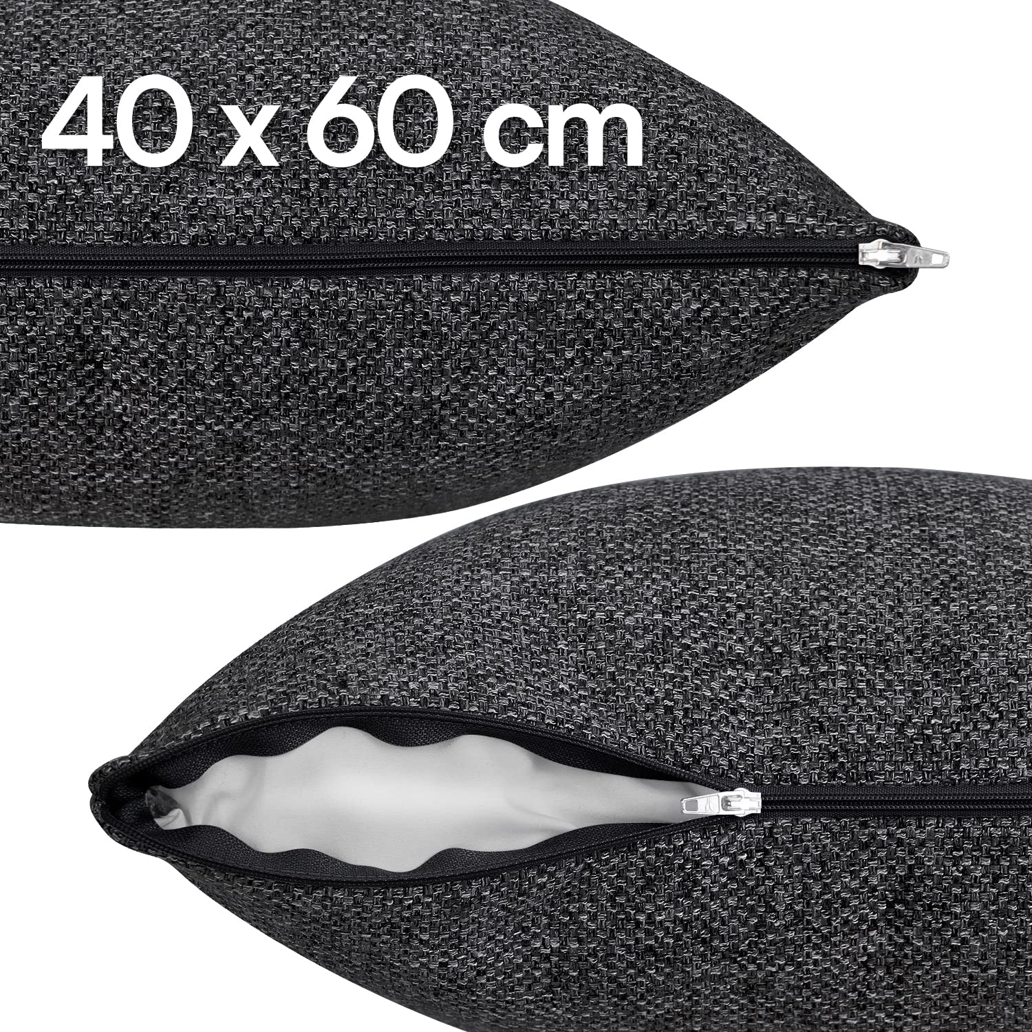 Selfitex 2er Set 40x60 cm, Sofakissen mit Füllung und Bezug, Dekokissen, Kopfkissen mit weicher Kissenfüllung, stilvolle Kissen Deko, robuster Polsterstoff, hochwertiges Couch Kissen (Anthrazit)