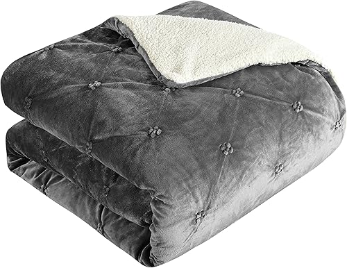 Miniatura 4 de Chic Home CS4800-AN Josepha - Edredón plisado con volantes y frunces, forro de sherpa, beige, individual extra largo