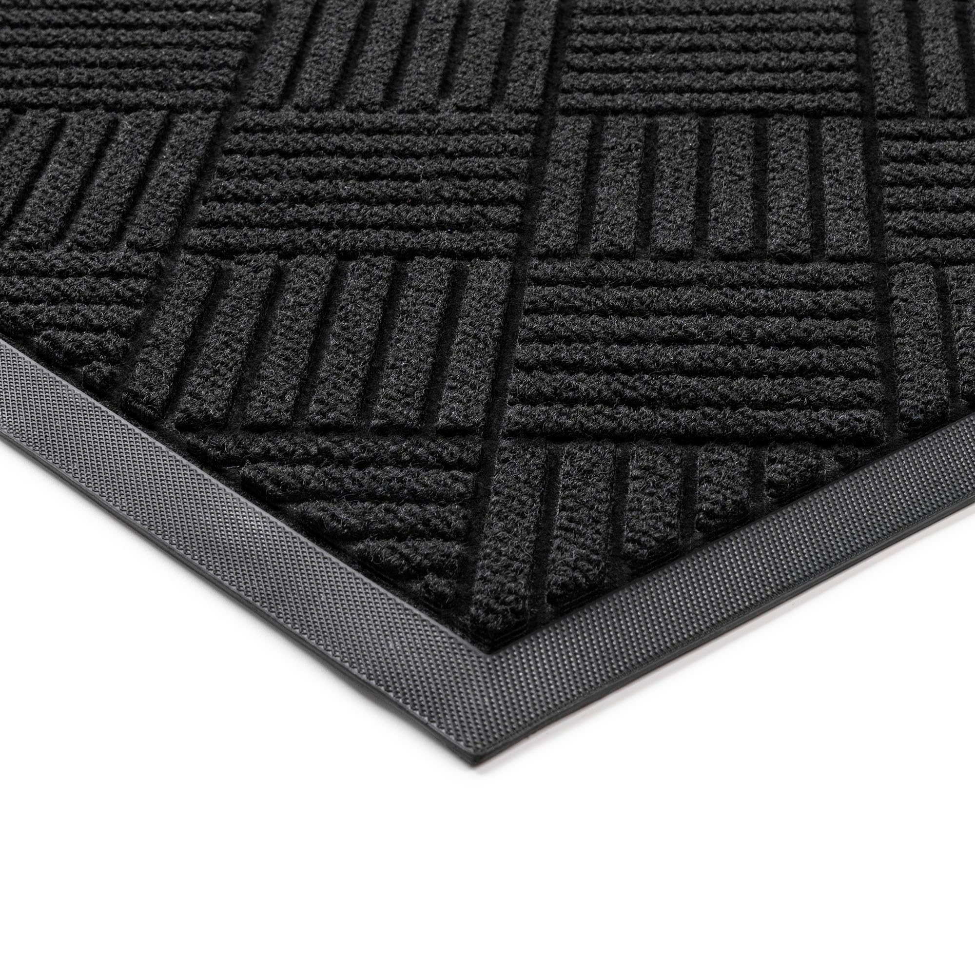 Front Door Mat, Heavy Duty Indoor Outdoor Doormat, 48" x 36" Low Profile Outdoor Mats for Home Entrance, Stain and Fade Resistant Welcome Mat Ideal for High Traffic Area, Diamond Black