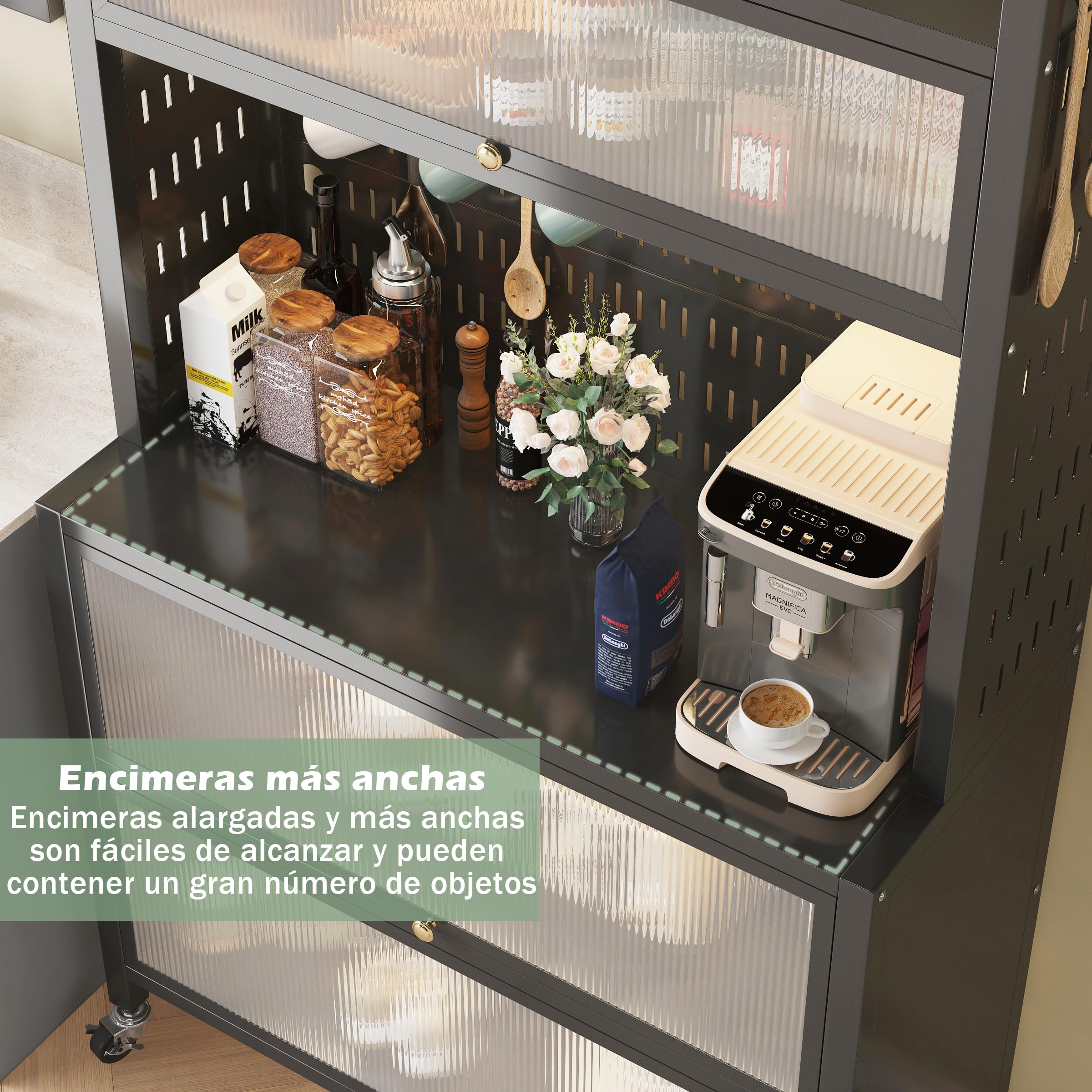 COVAODQ Estantería de Almacenamiento,Estantería de Cocina de 5 Niveles, Estantería de Panadería,Organizador de Cocina(Negro 80 x 36 x 162 cm)