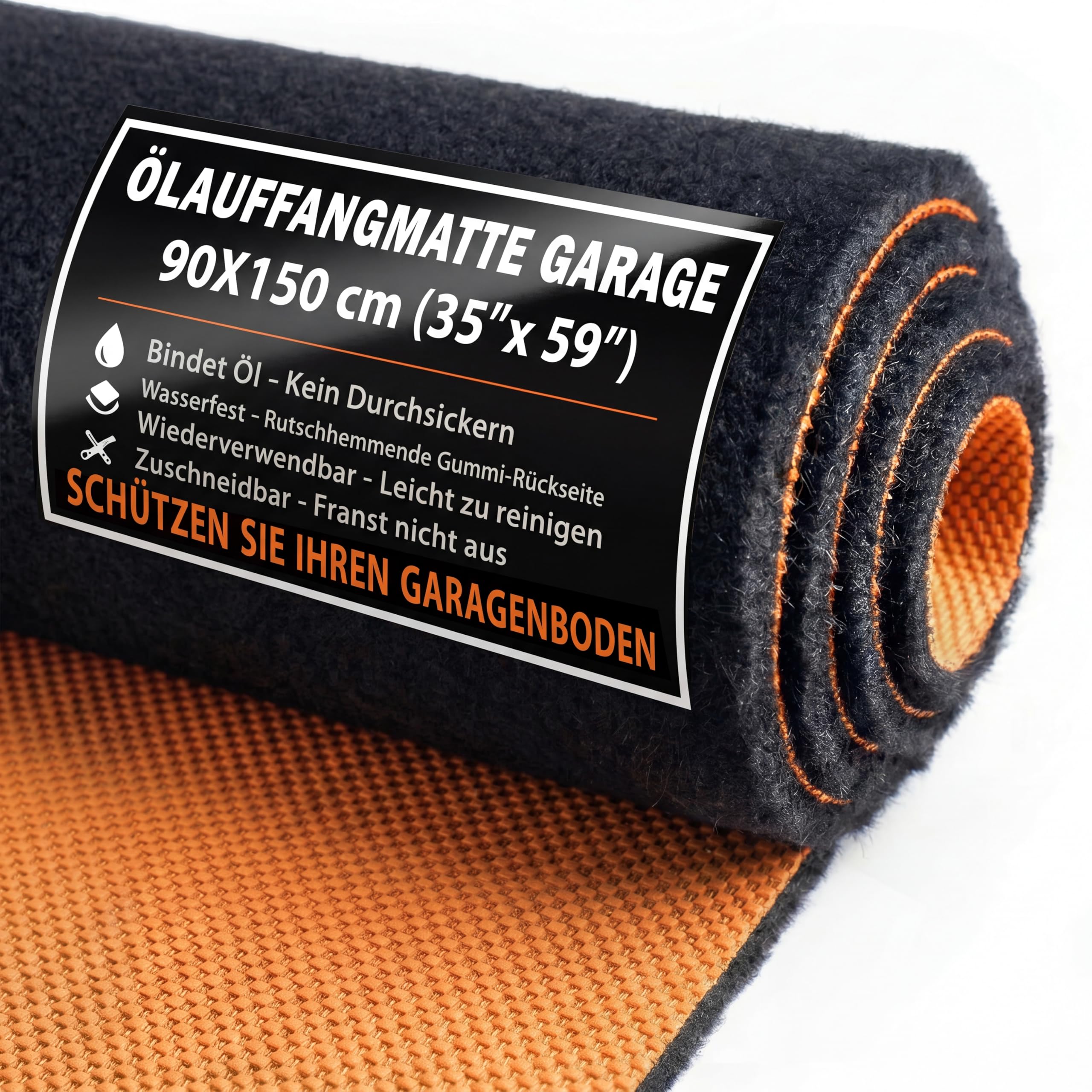Öl Auffangmatte Garage 90x150cm - Schwerlast Ölmatte für Unter das Auto - Extra Dick Werkstattmatte 6mm mit Wasserdichter Gummiseite - Vielseitige Garagen Bodenmatte Waschbar und Langlebig