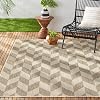 Nicole Miller New York Patio Country Calla Contemporary Herringbone IndoorOutdoor Area Rug, BrownBeige, 52x72"