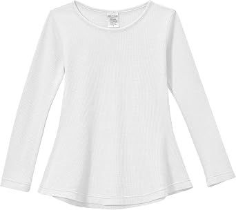 City Threads Toddler Little Girls Long Sleeve Shirts Thermal Tunic Tops, Cotton Blend Shirt for Girls White, 4T