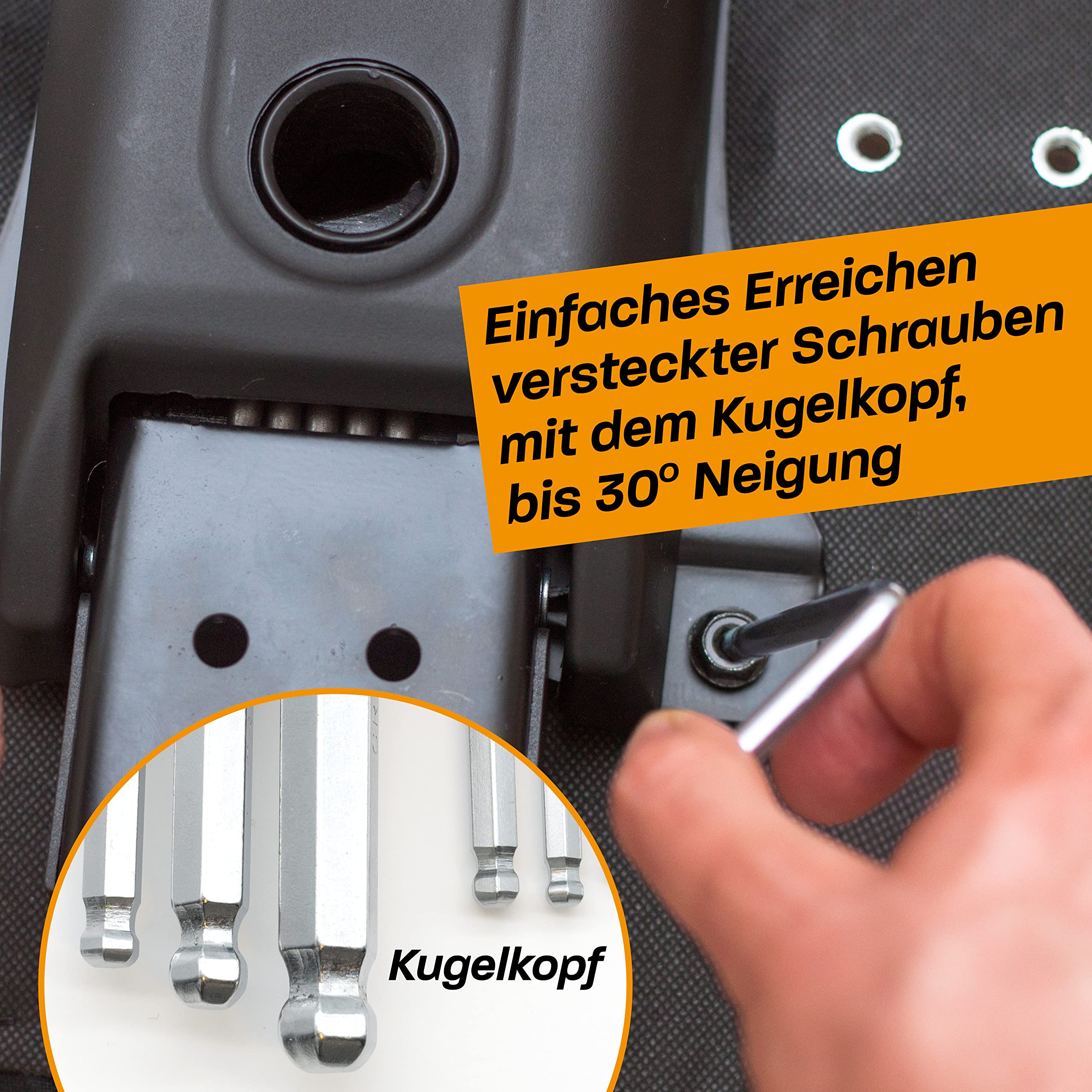 Hinrichs 9 Pezzi Set di Chiavi Esagonali Metriche - Set di Chiavi Esagonali con Testa a Sfera - Set di Chiavi Esagonali per Bicicletta - Set di Chiavi Resistenti alla Corrosione - Chiavi Esagonali