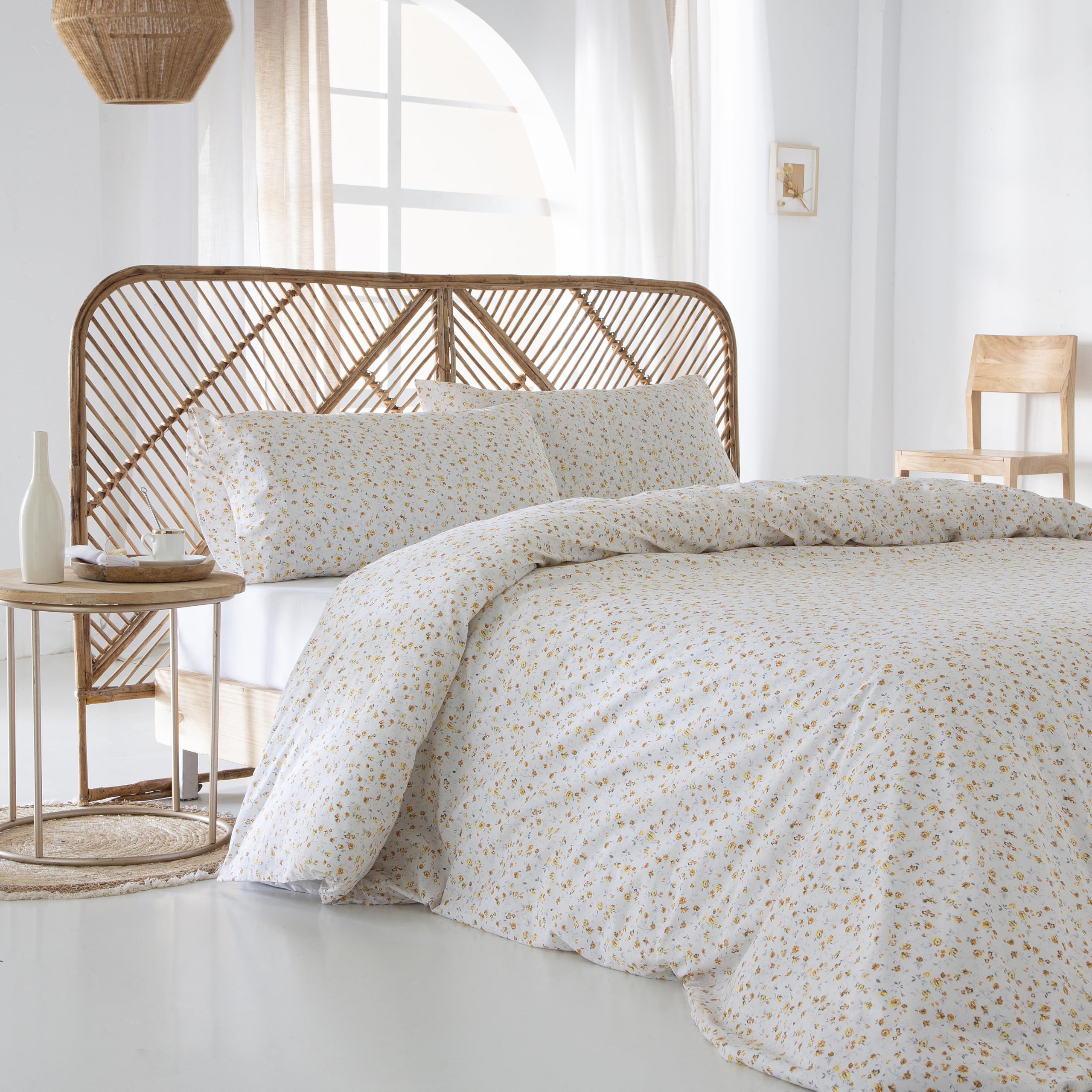 COTTON ARTean Funda Nórdica Cama 150 Algodón NANSA Beige Botones