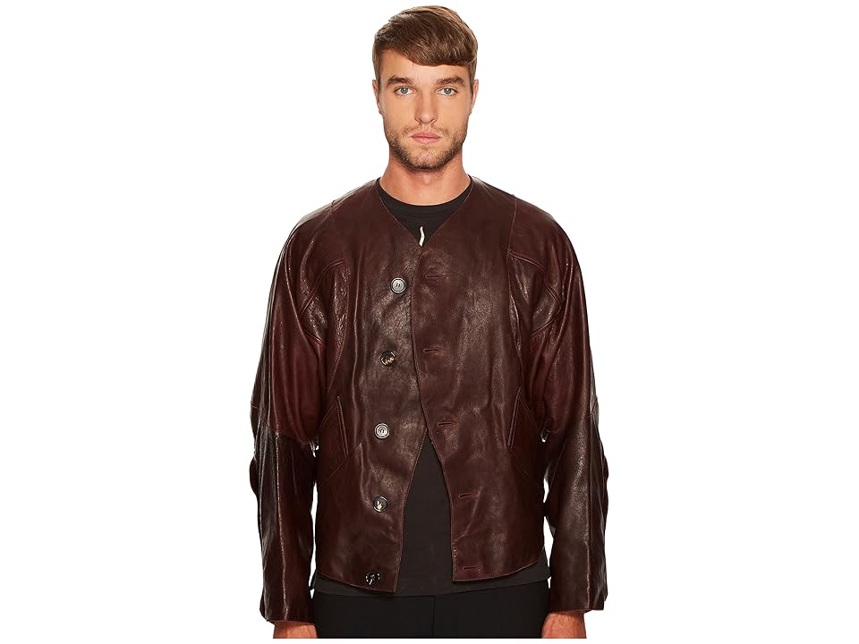 

Vivienne Westwood Pourpoint Scarred Leather Jacket (Burgundy) Men's Coat